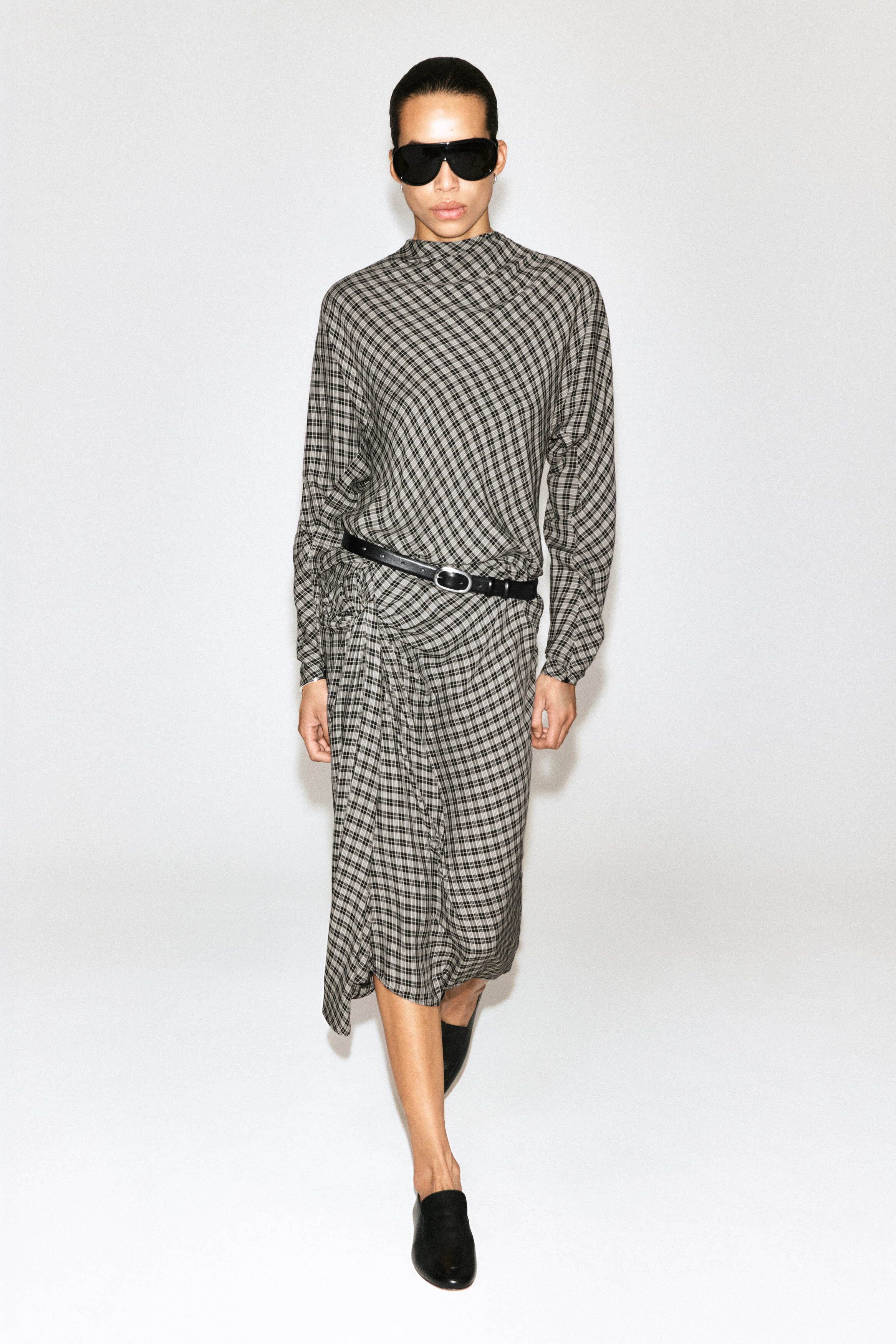 DRAPED CHECKED TOP - thumbnail 2