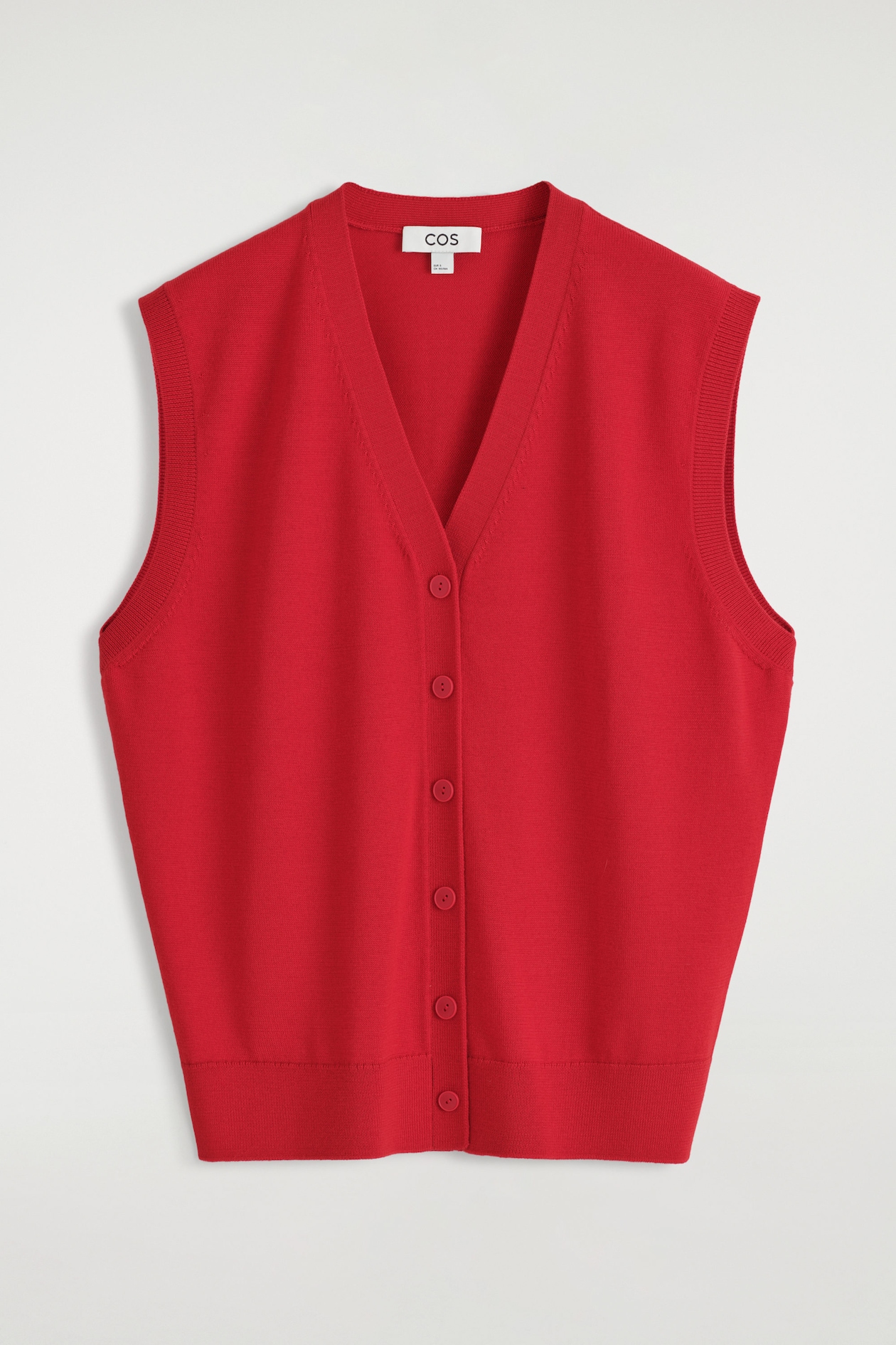 V-NECK MERINO WOOL WAISTCOAT — RED