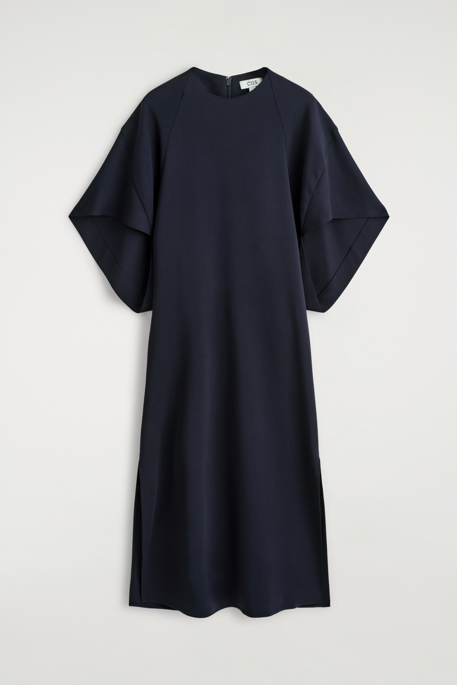 SKULPTURALES MIDIKLEID MIT DRAPIERUNG - NAVYBLAU - 2