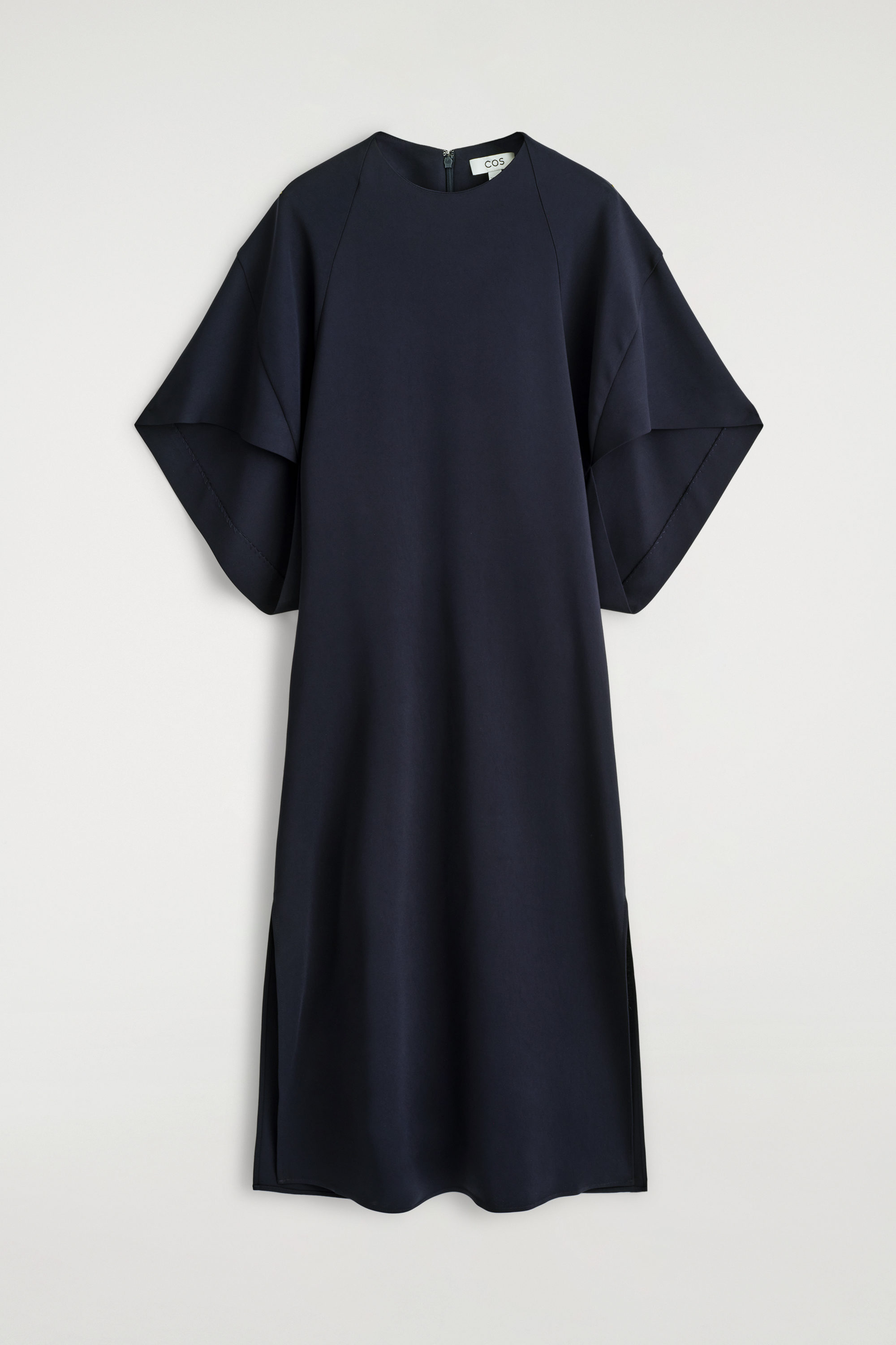 cos navy midi dress SLIM RIBBED-JERSEY MIDI DRESS - NAVY