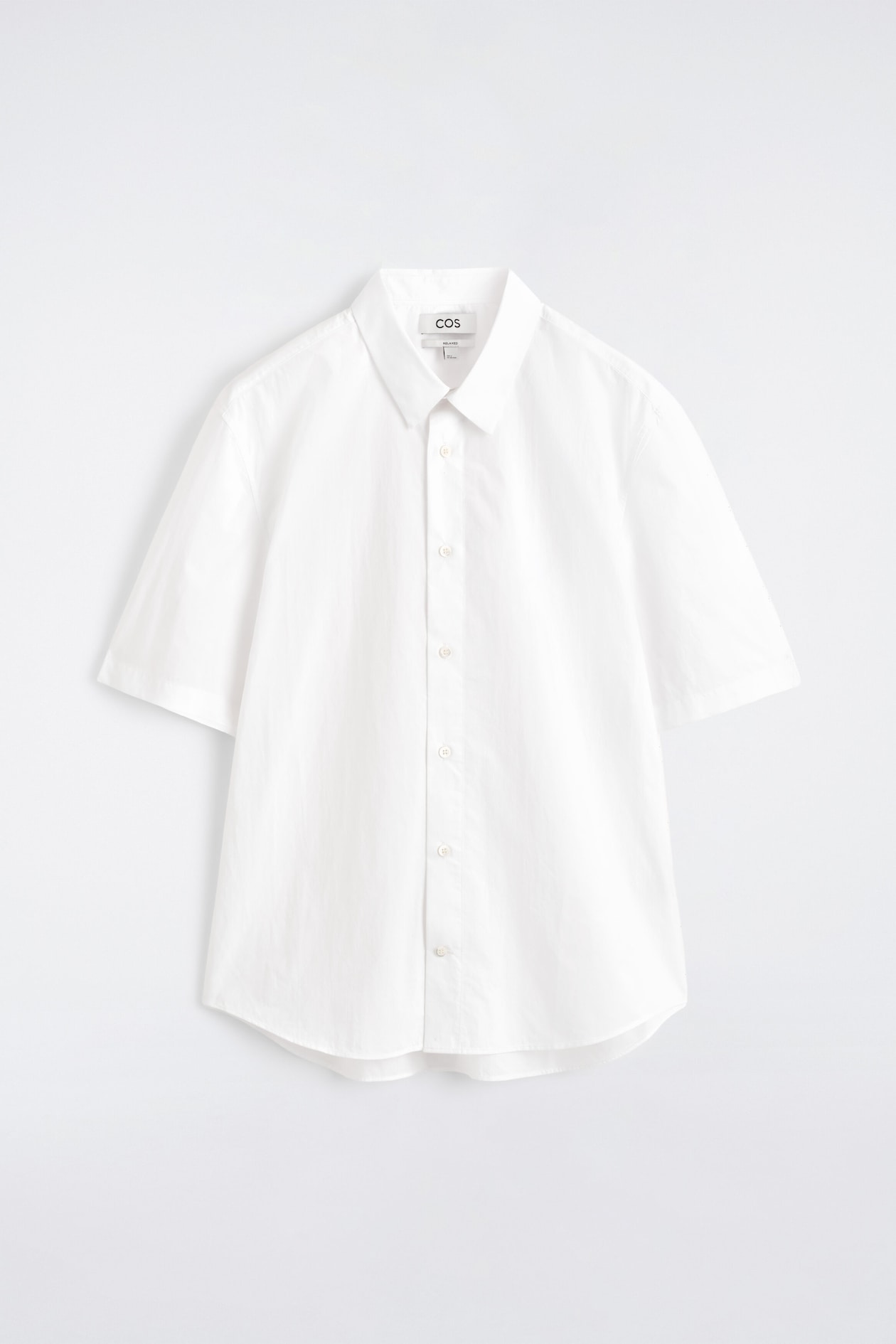 RELAXED COTTON SHORT-SLEEVED SHIRT — WHITE