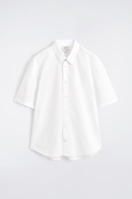RELAXED COTTON SHORT-SLEEVED SHIRT — WHITE 8