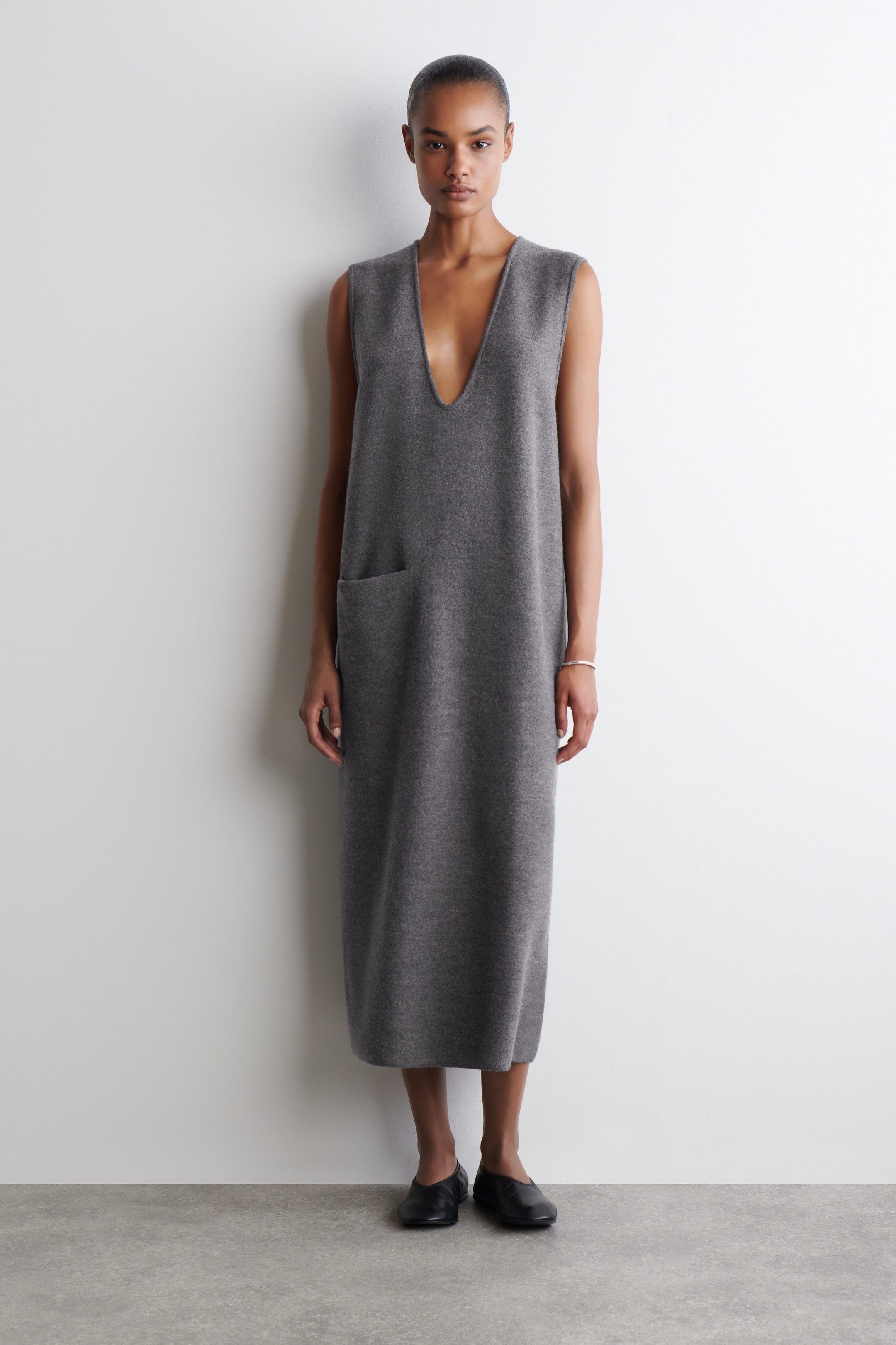 BOILED-WOOL MIDI DRESS