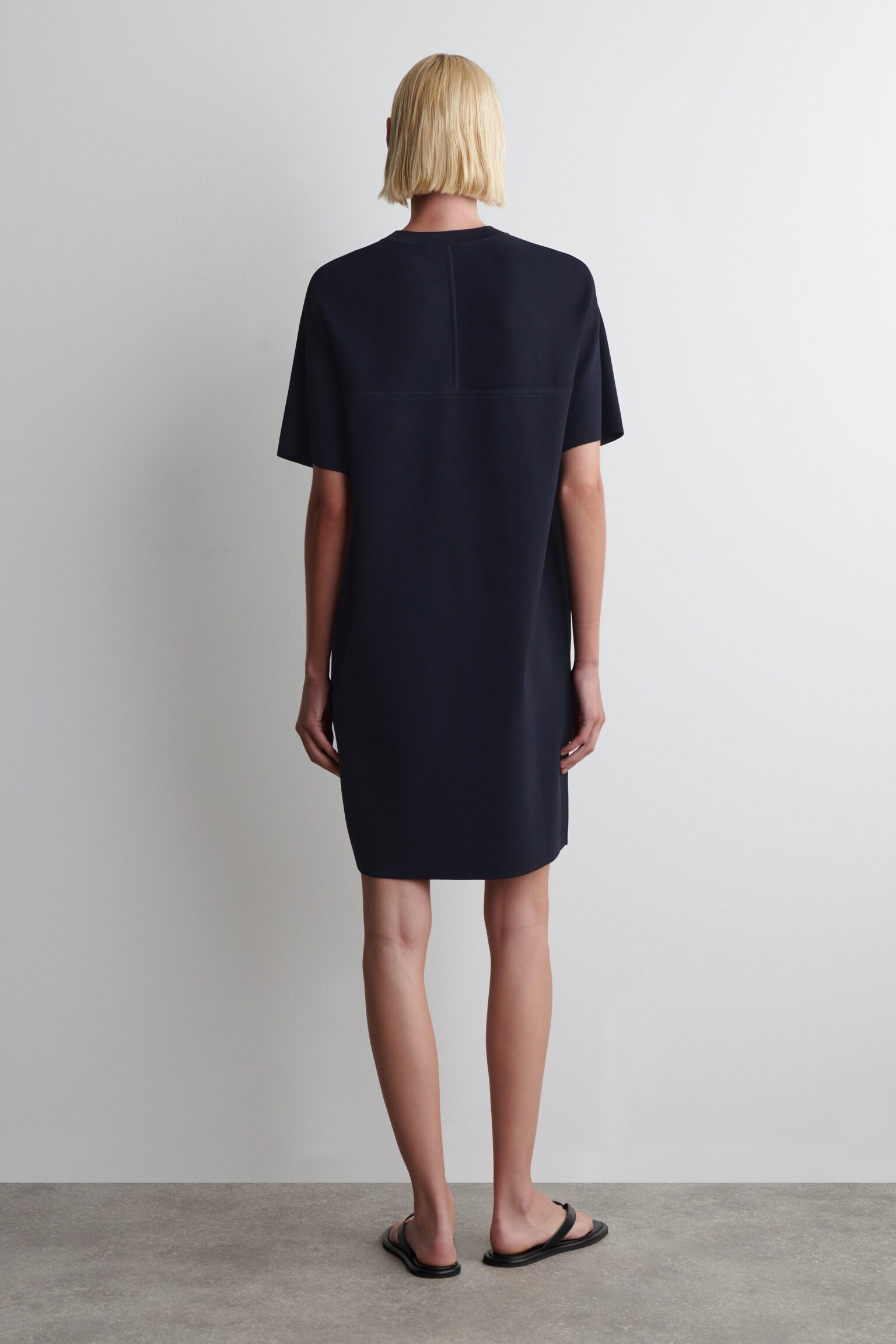 ROBE T-SHIRT EN MAILLE - BLEU MARINE/ROUGE / RAYURES - 5