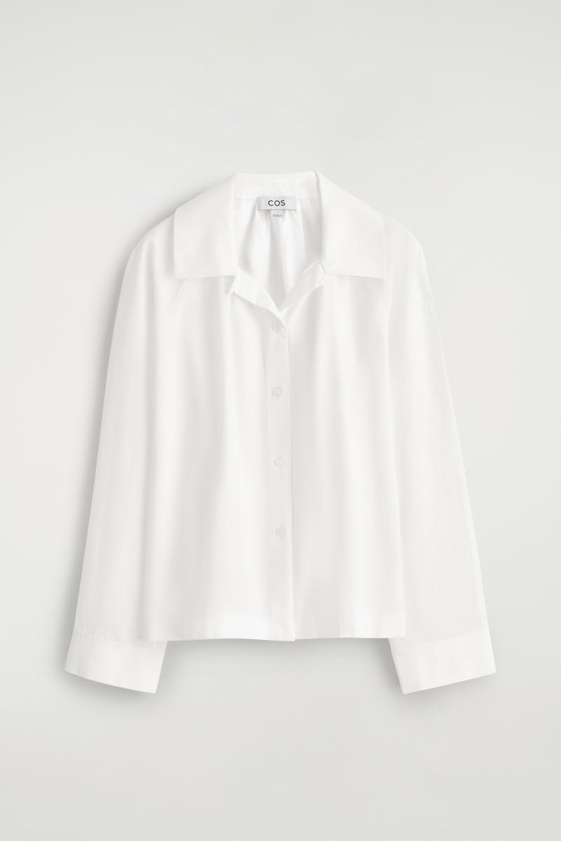 Cos Gathered Pima Cotton Shirt In White