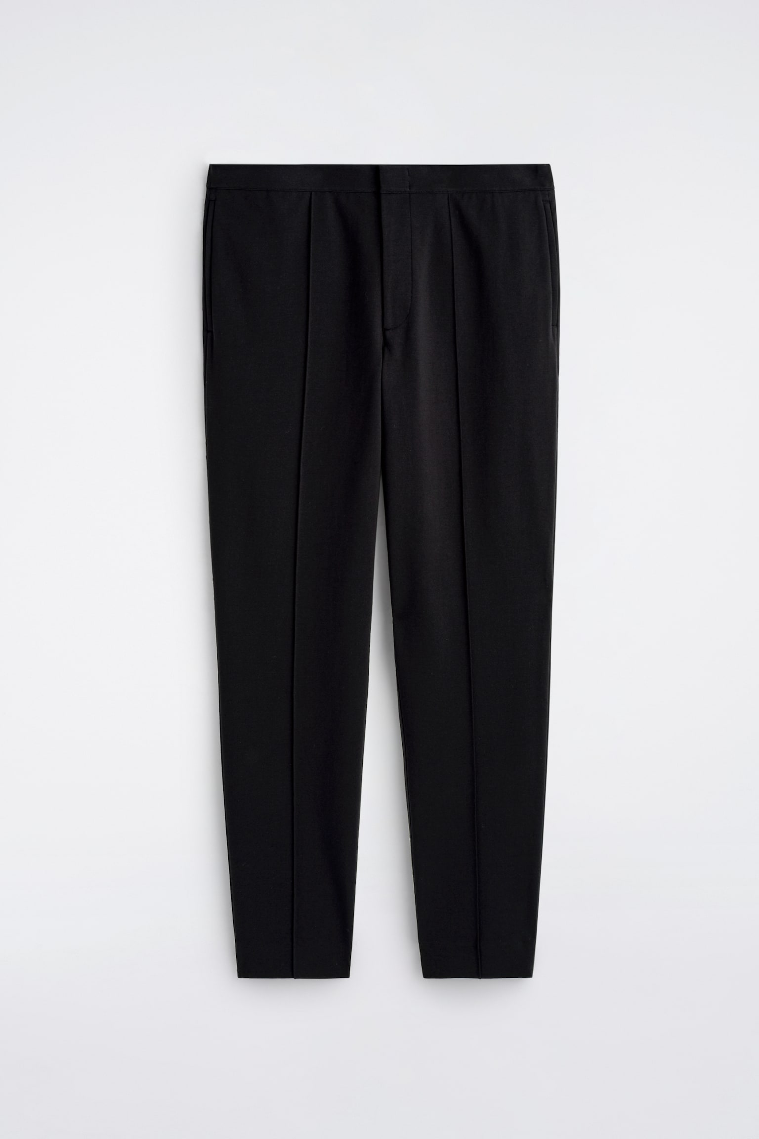 JERSEY SLIM-FIT STRAIGHT-LEG TROUSERS - NOIR