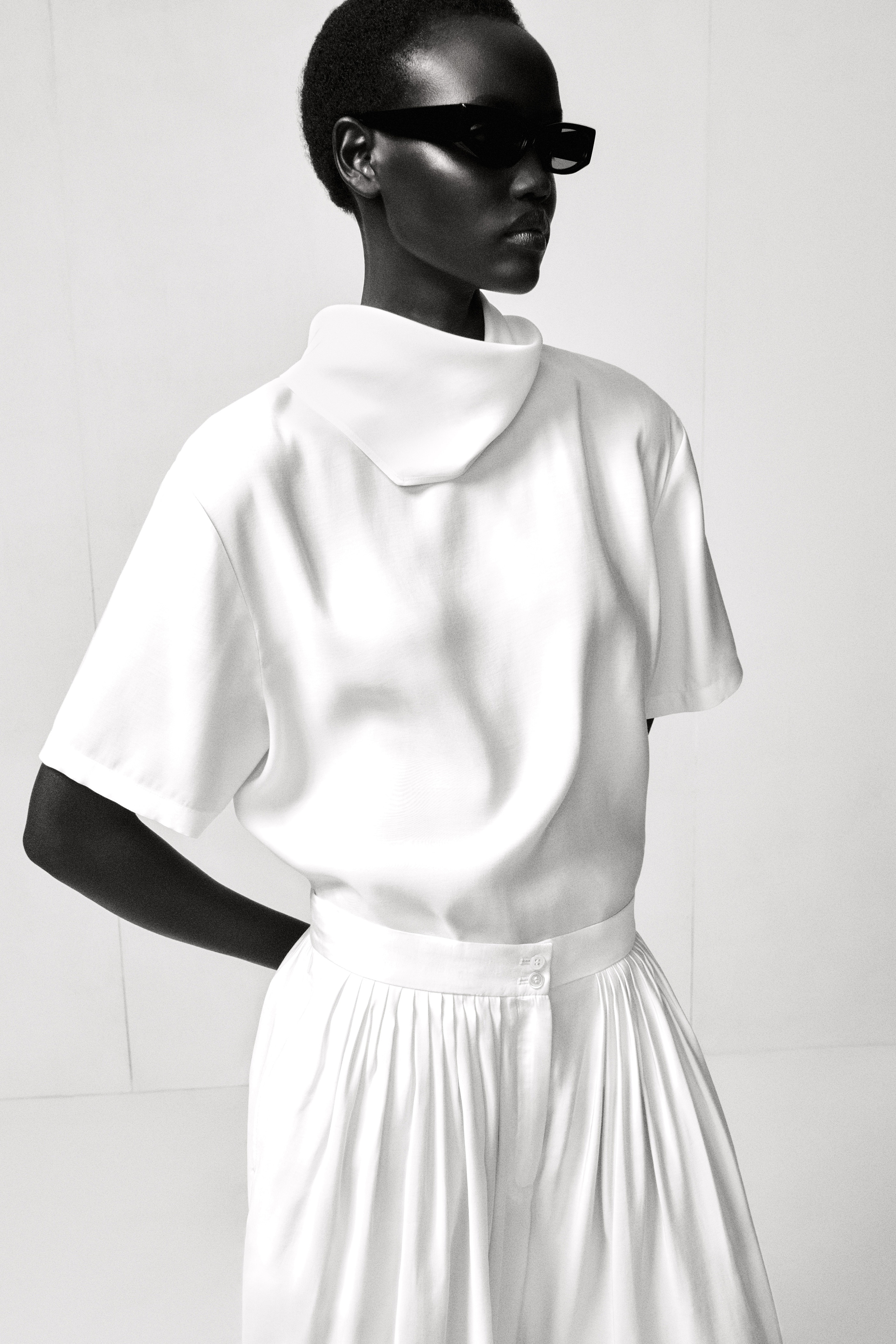 DRAPED SCARF-DETAIL TOP