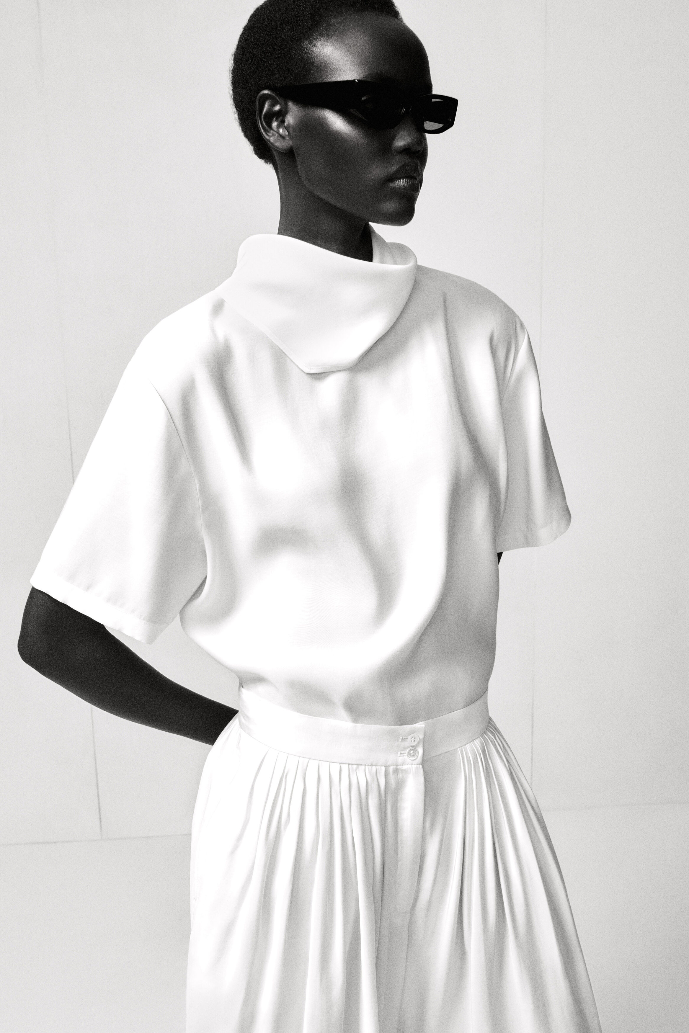 DRAPED SCARF-DETAIL TOP - IVORY | COS US