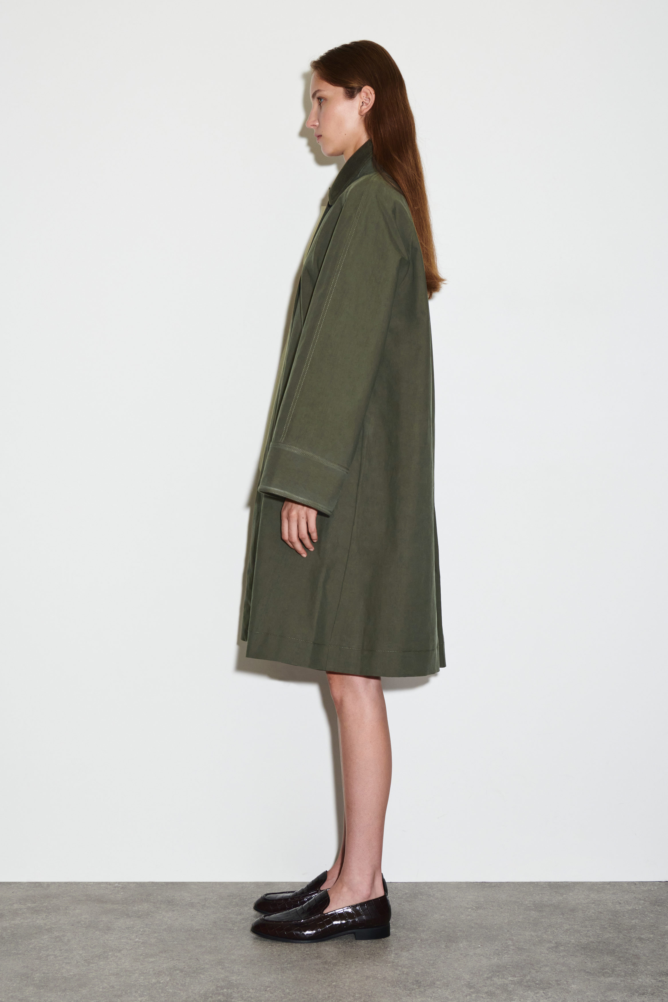 WOOL-TRIMMED CAR COAT - DARK KHAKI | COS