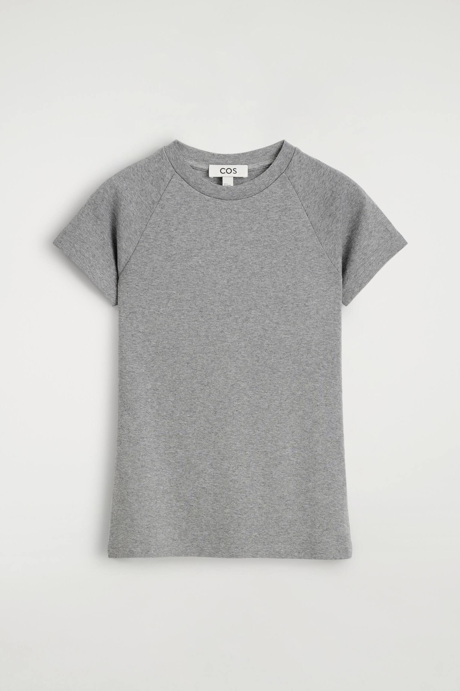 SLIM COTTON T-SHIRT - אפור מלנג'/לבן - 1