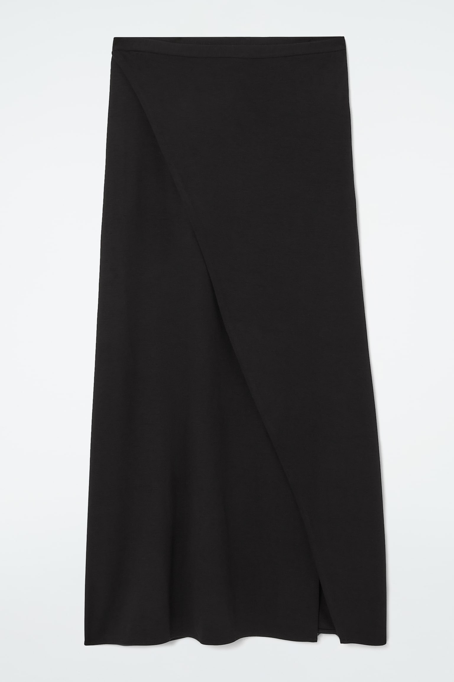 JERSEY WRAP MIDI SKIRT - BLACK/OCHRE
