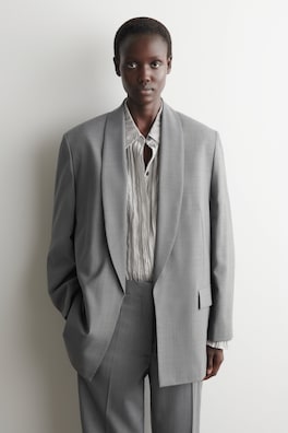 SHAWL-COLLAR WOOL BLAZER — GRAPHITE 2
