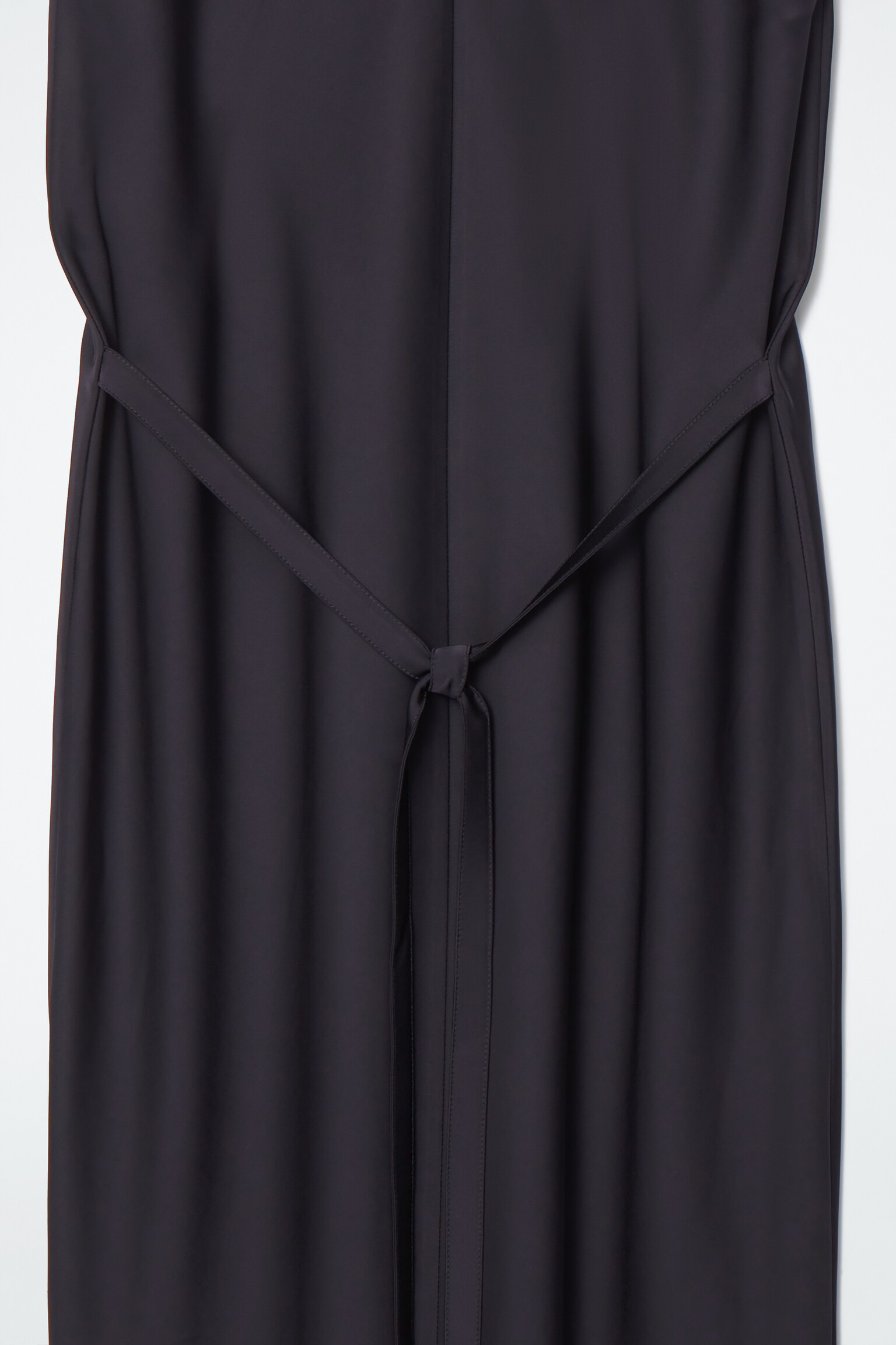 ROBE MIDI SATINÉE À NOUER - BLEU MARINE - 2