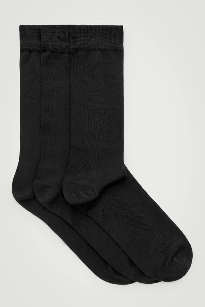 3ER-PACK MERCERISIERTE BAUMWOLLSOCKEN - SCHWARZ - 1