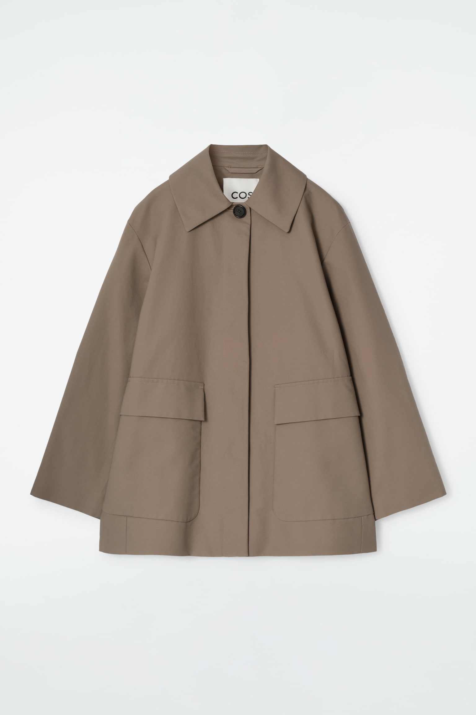 COLLARED COTTON CAR JACKET - BEIGE/NAVY - 2