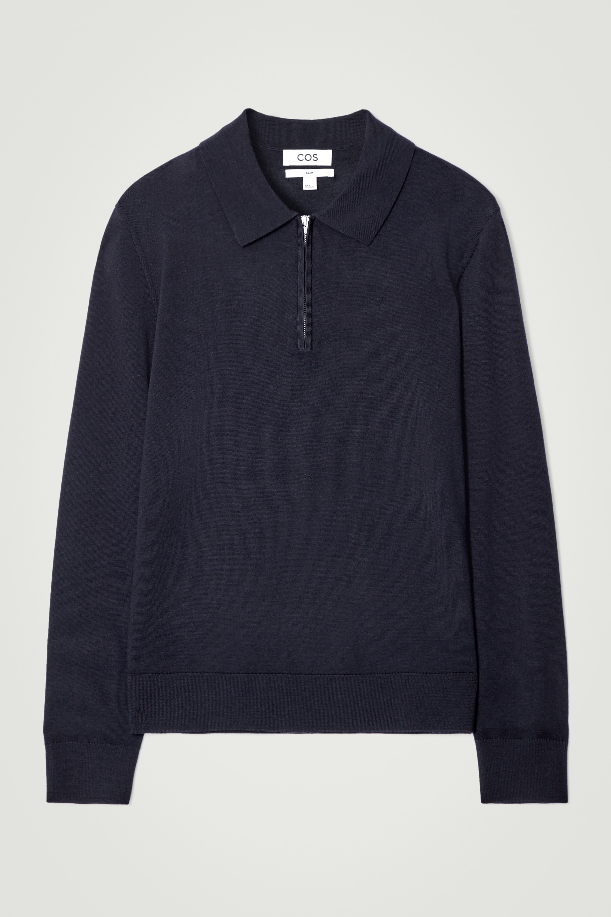 POLO IN LANA MERINO CON CERNIERA - BLU NAVY