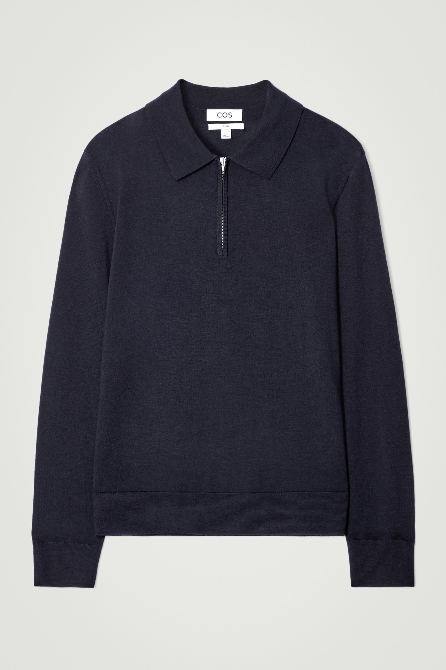 POLO ZIPPÉ EN LAINE MÉRINOS - BLEU MARINE - 2