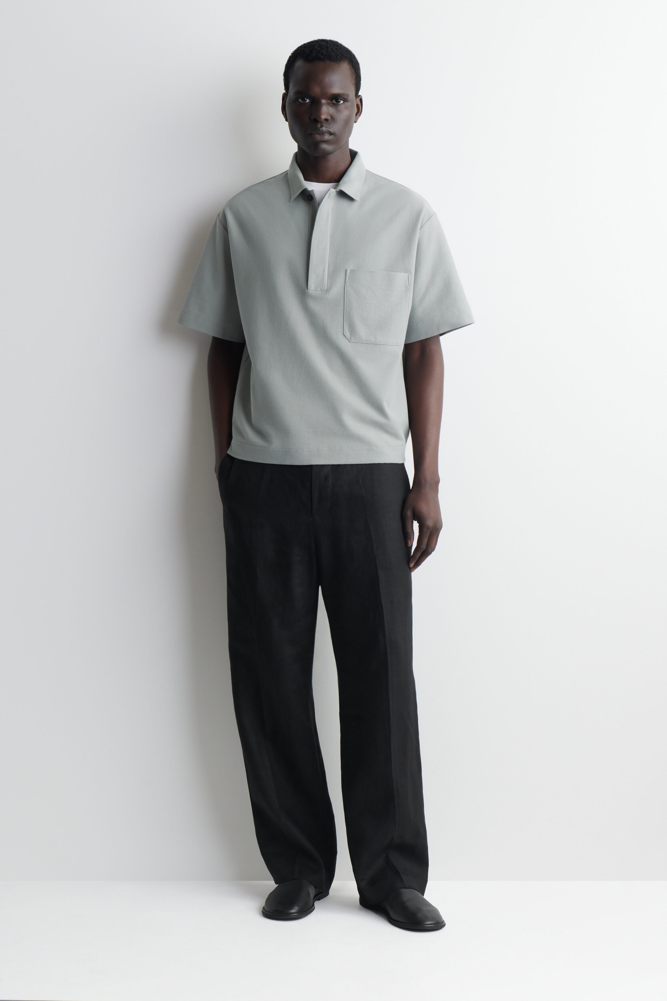 COTTON-PIQUÉ POPOVER SHIRT - thumbnail 6