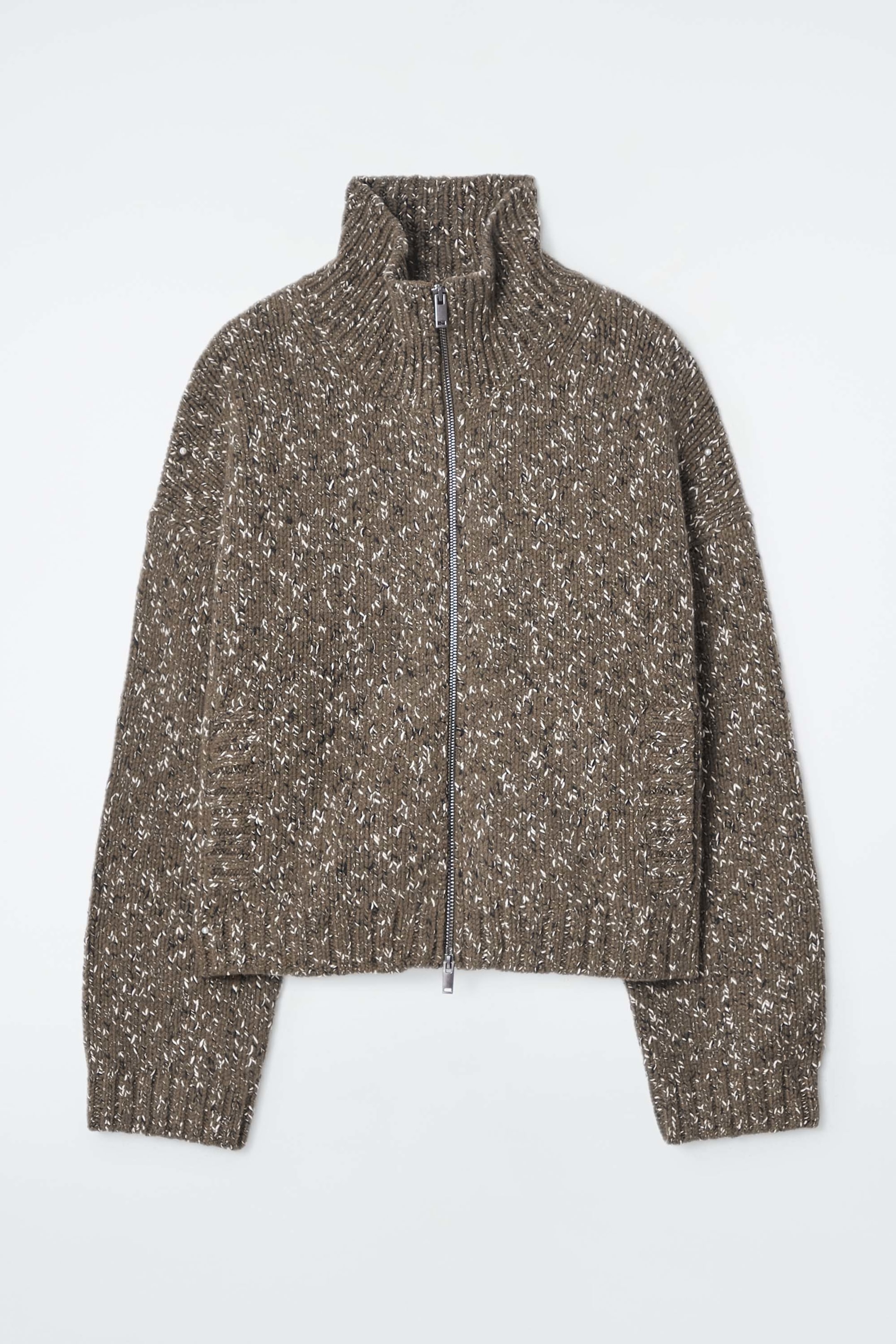 Agrandir l'image: CARDIGAN ÉPAIS ZIPPÉ EN LAINE MOUCHETÉE - KAKI - FEMME | H&M CH 1