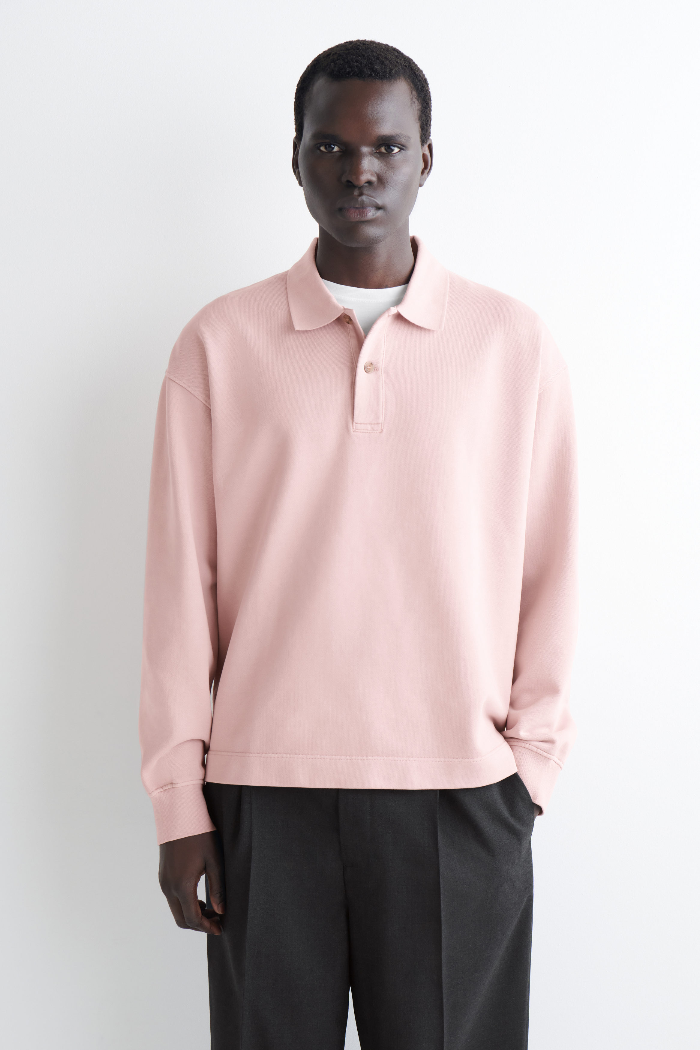 【ローズピンク（64）】COTTON KNIT POLO L/S UNISEX Lowes Cotton Rich Polo With Pocket Hot Pink Australia // Lowes