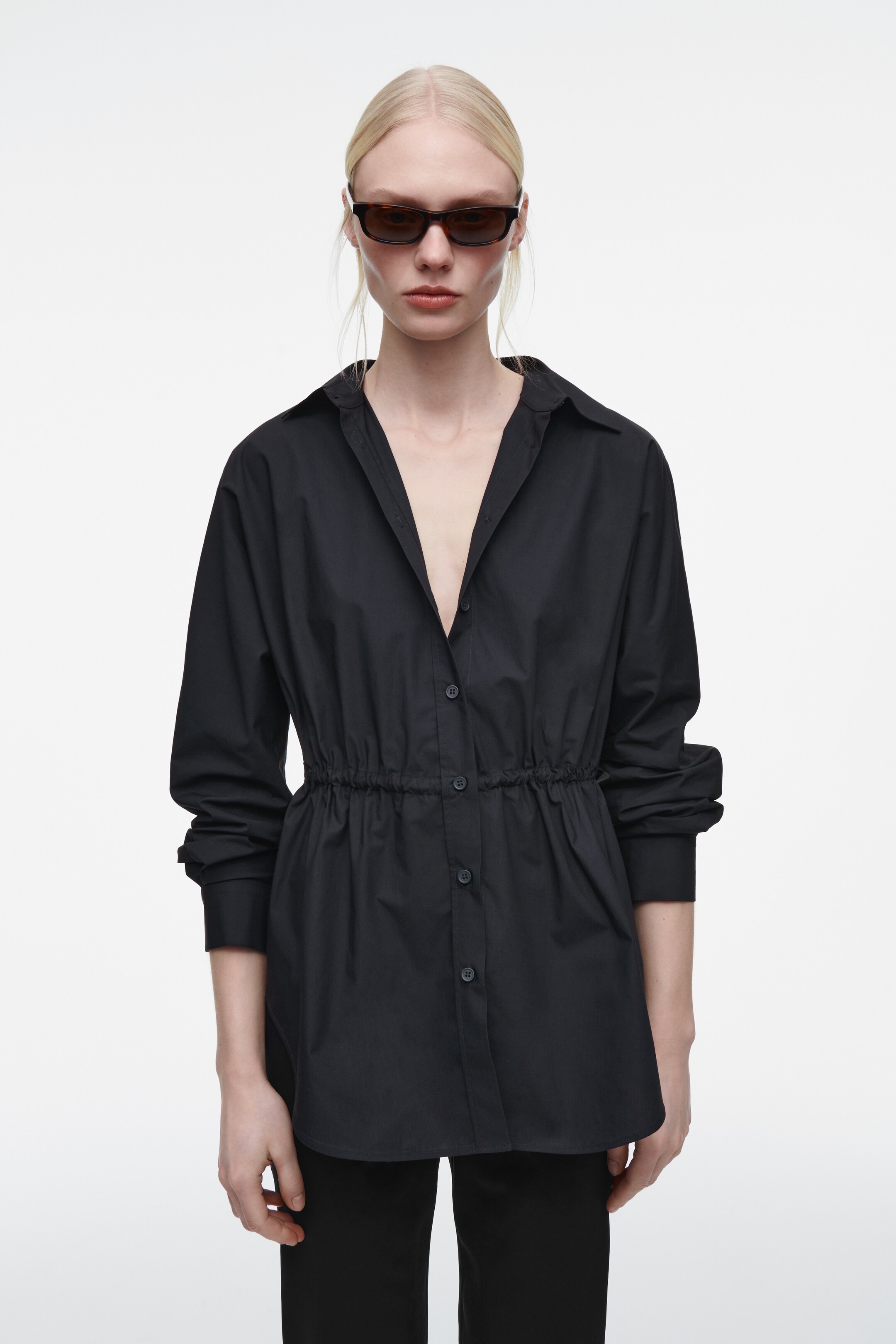Ver imagem maior: DRAWSTRING-WAIST SHIRT - AZUL-MARINHO - SENHORA | H&M PT 1