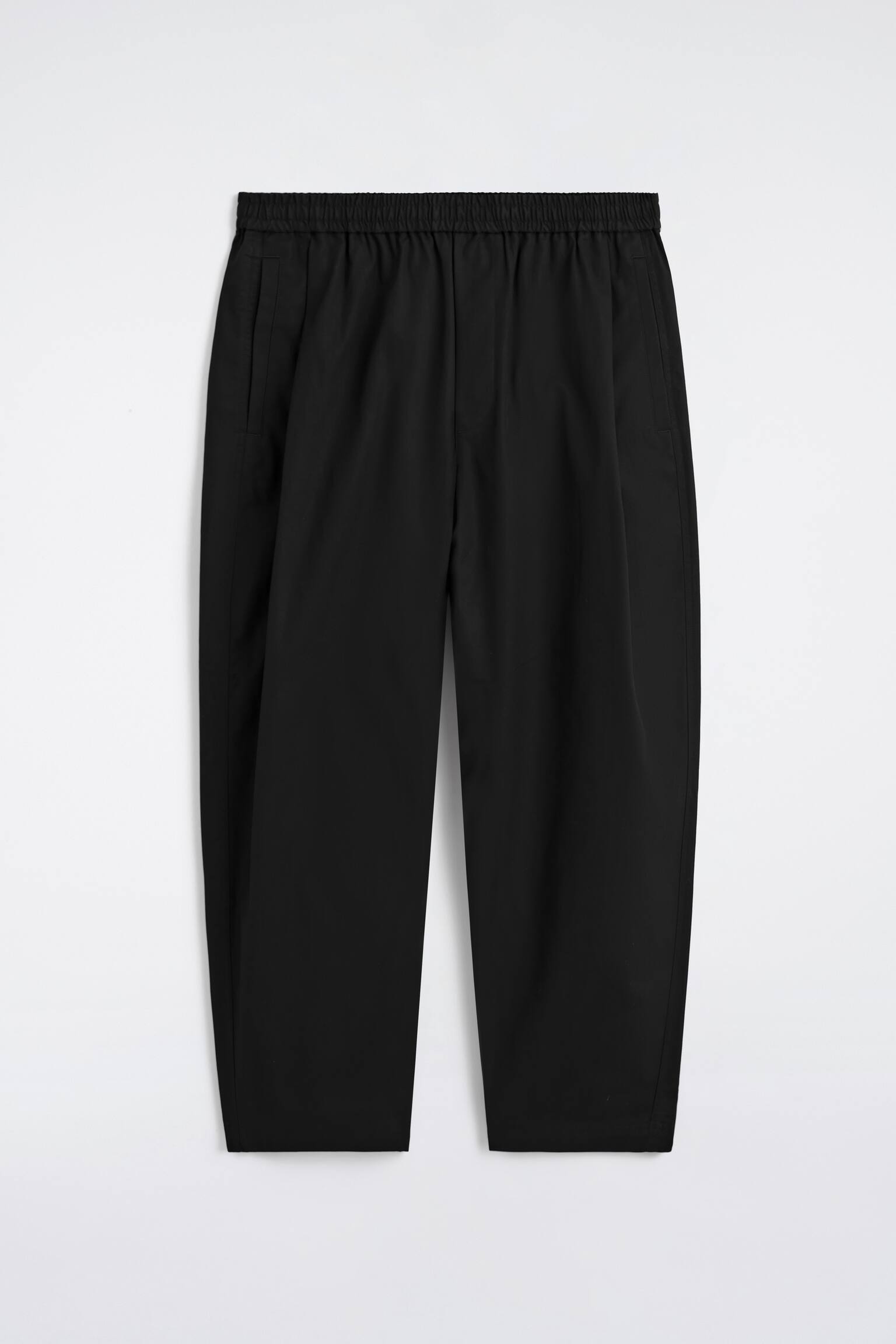 מכנסיים רחבים עם גומי במותן קצרים - שחור/בז' - 9