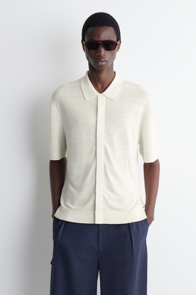CAMICIA IN LINO TESTURIZZATO - CREMA - 1