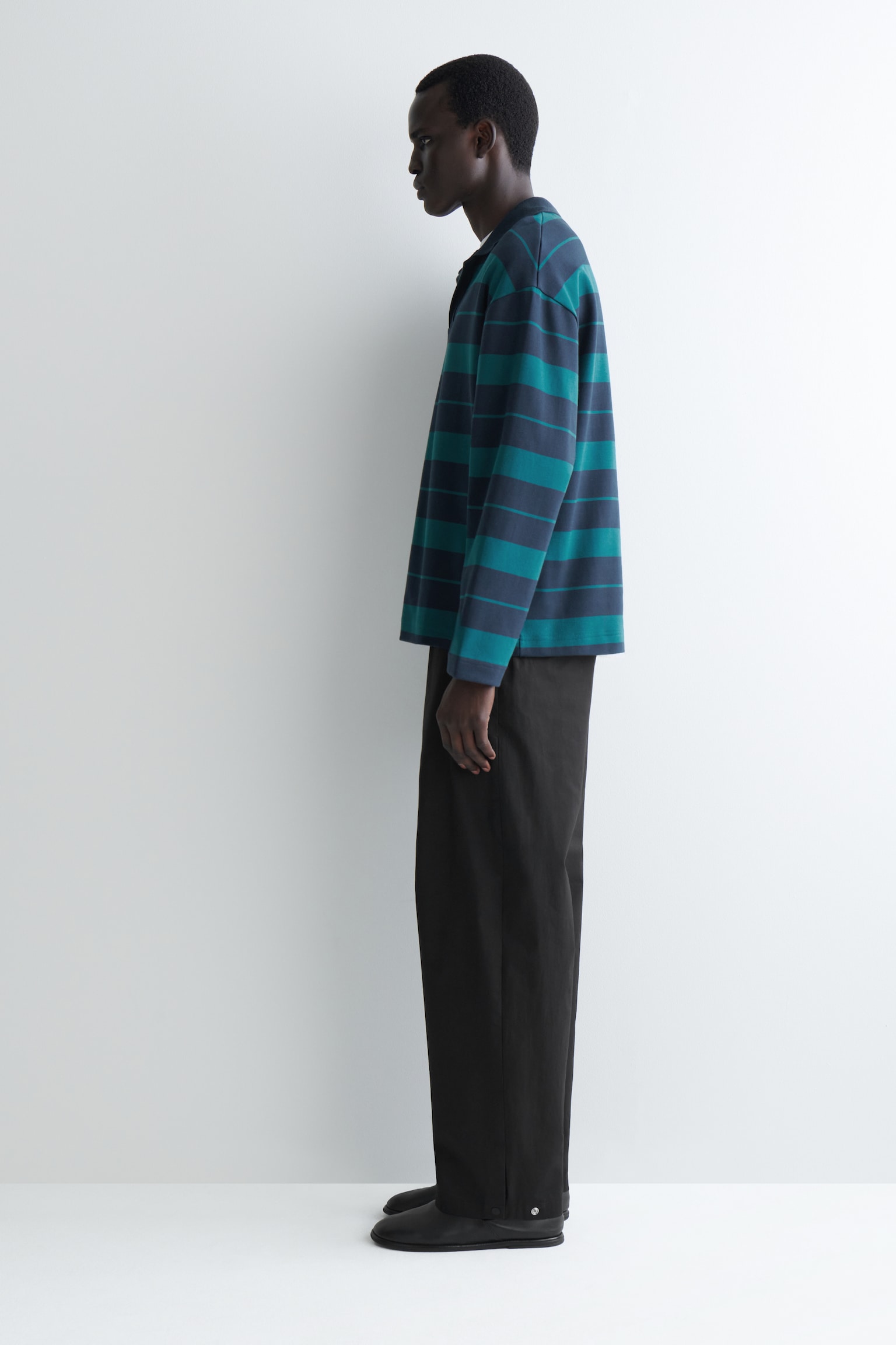 CHEMISE DE RUGBY OVERSIZE EN COTON RAYÉ - BLEU MARINE / TURQUOISE / RAYÉ - 4