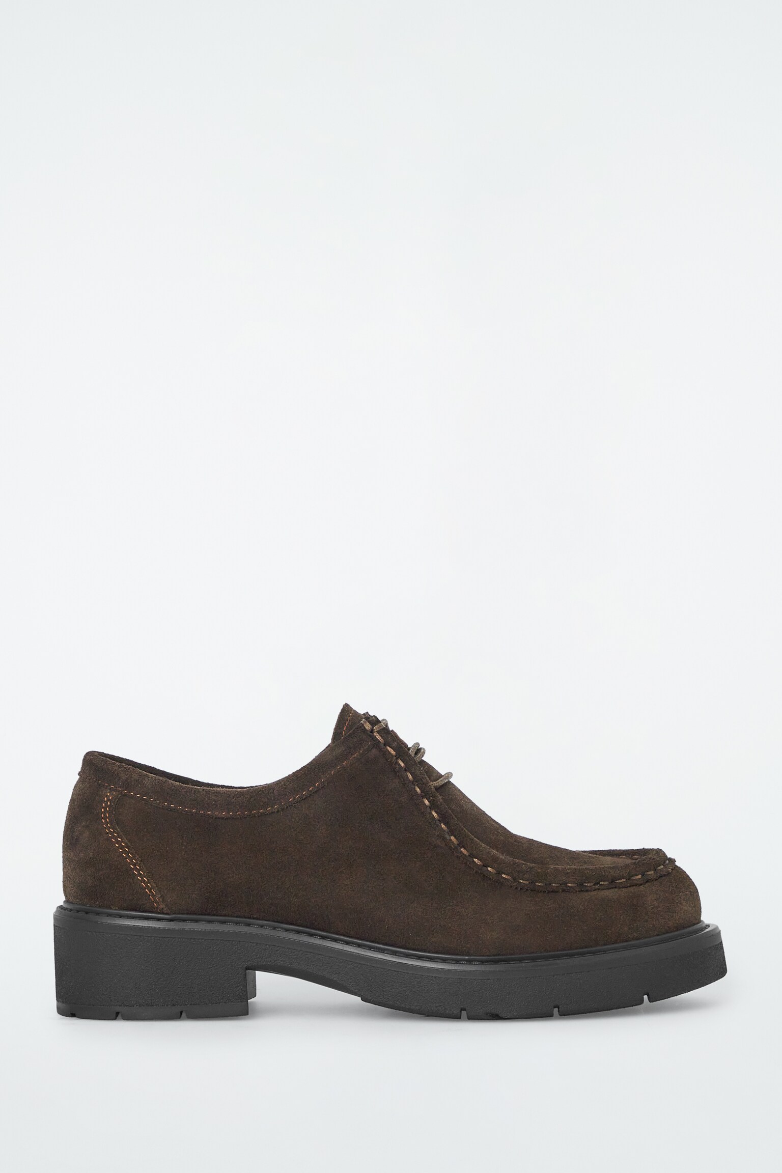 CHUNKY SUEDE DERBY SHOES - DARK BROWN