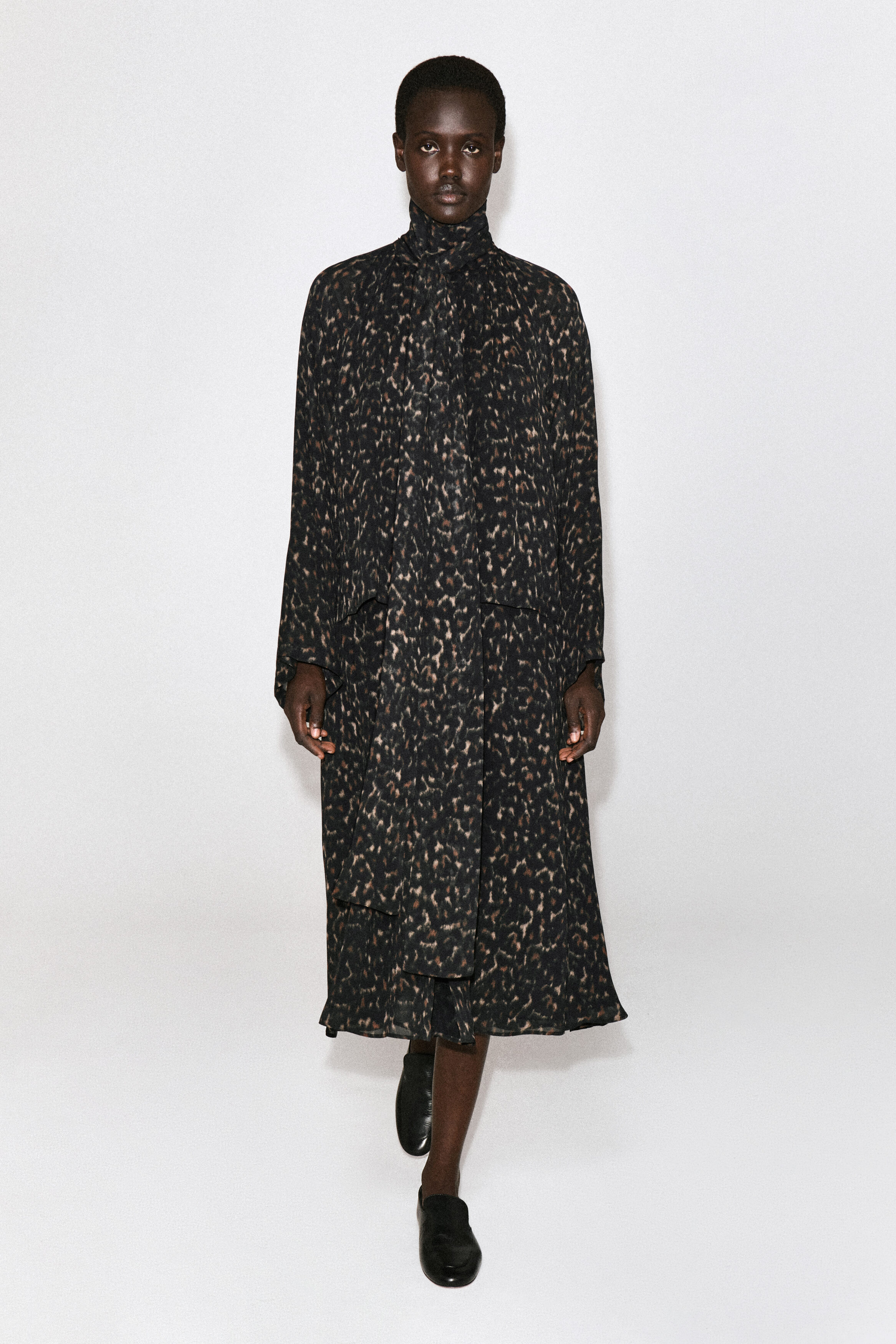Leopard-Print Fluid Scarf-Detail Dress by COS