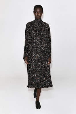LEOPARD-PRINT FLUID SCARF-DETAIL DRESS — BROWN / LEOPARD PRINT 1