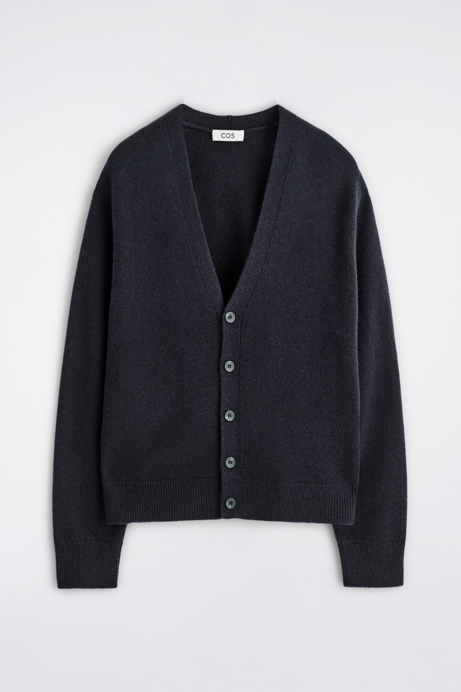 CASHMERE V-NECK CARDIGAN - NAVY/LIGHT UNDYED