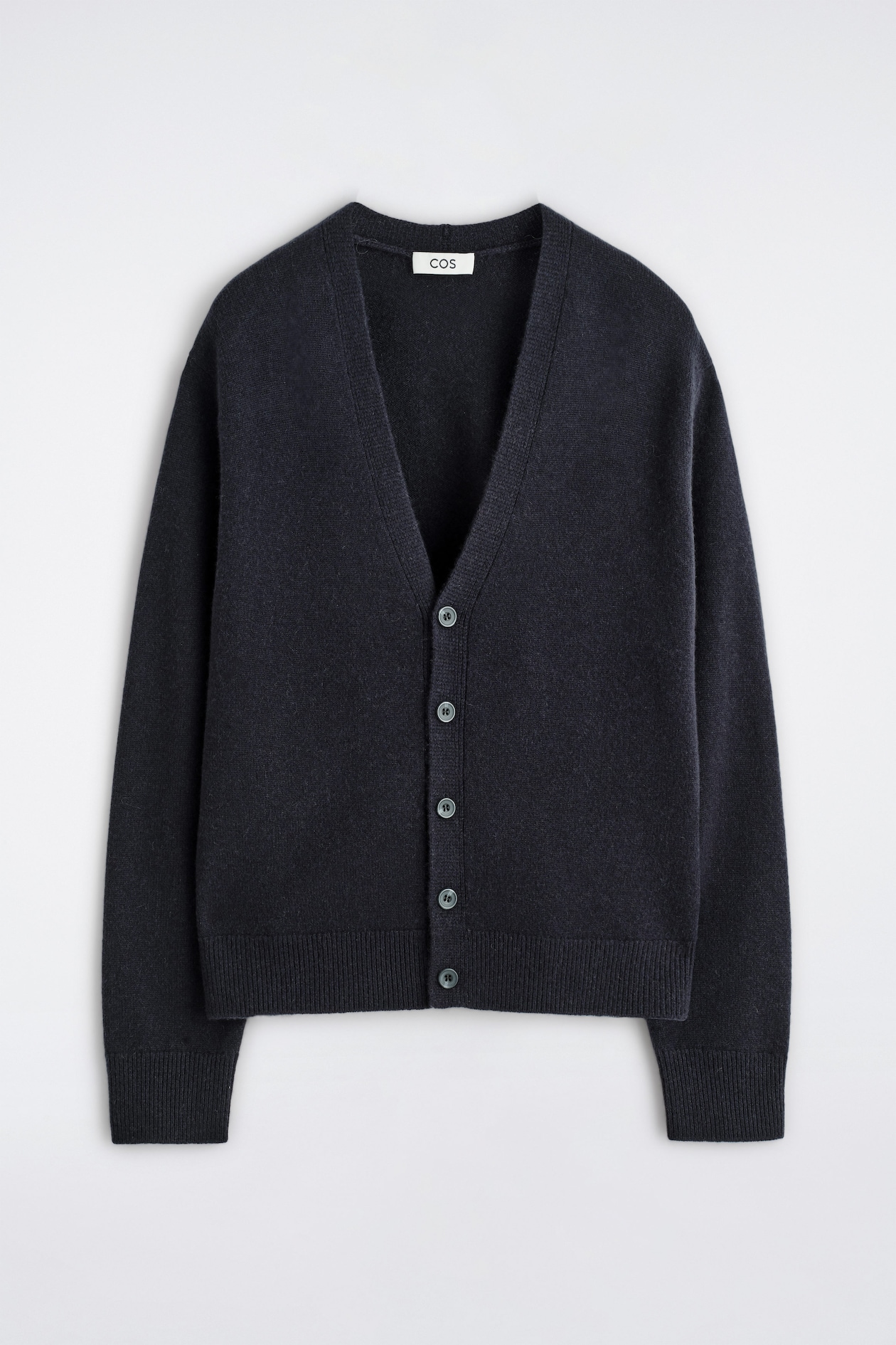 PURE CASHMERE V-NECK CARDIGAN — NAVY