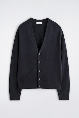 PURE CASHMERE V-NECK CARDIGAN — NAVY 2
