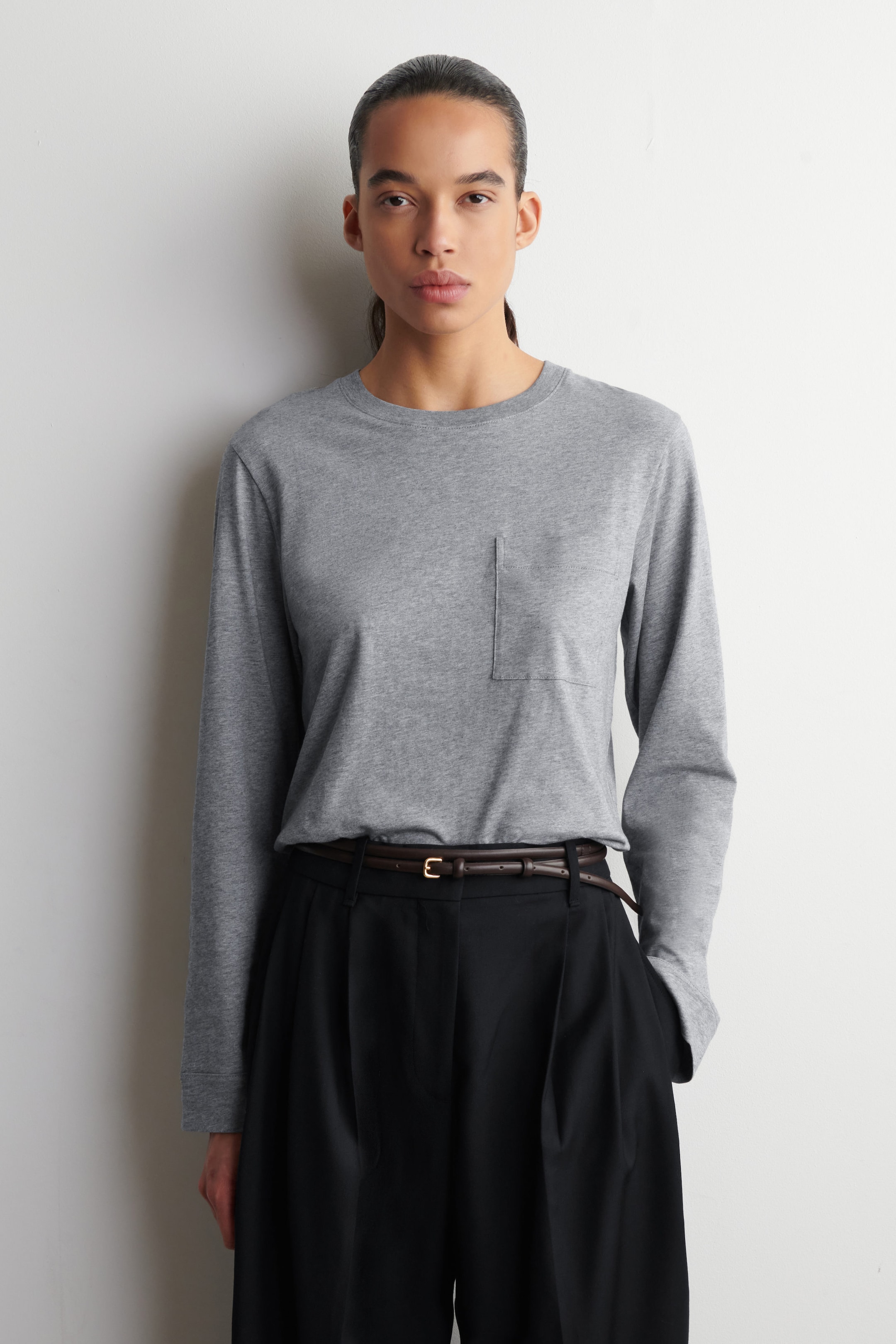 OVERSIZED BRUSHED-COTTON LONG-SLEEVED T-SHIRT