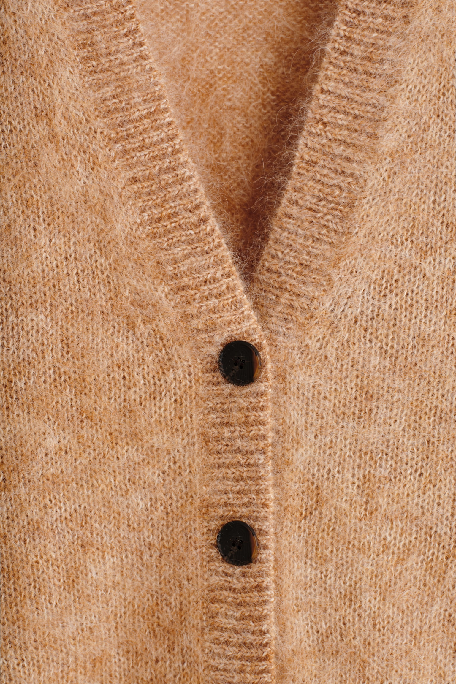 CÁRDIGAN DE CUELLO DE PICO EN LANA Y MOHAIR - CAMEL JASPEADO - 3