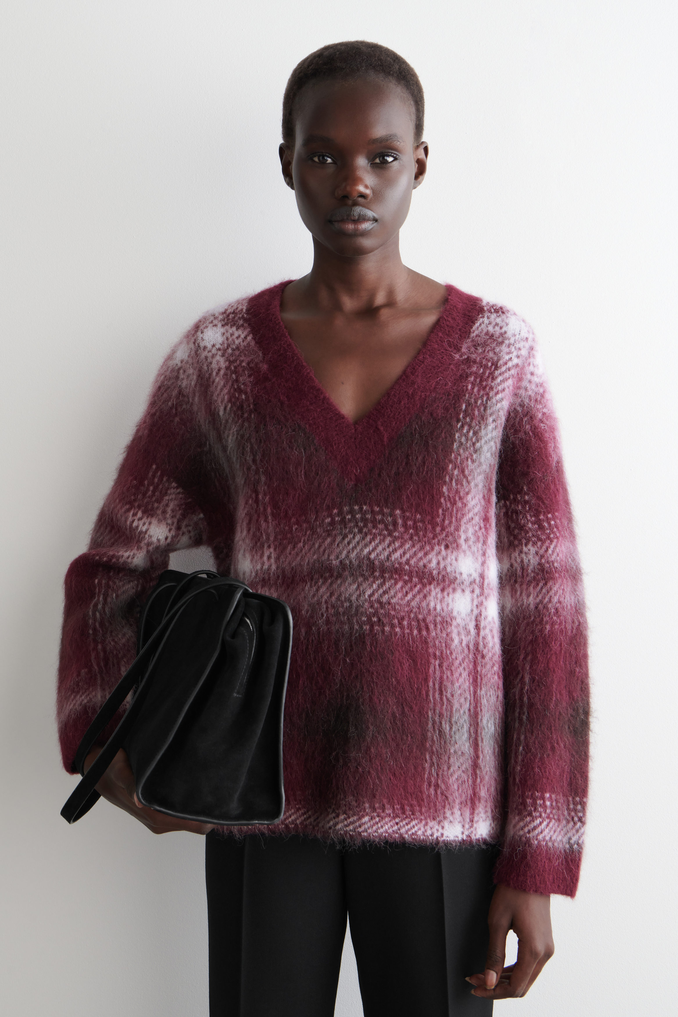 PULL À CARREAUX EN MÉLANGE D'ALPAGA