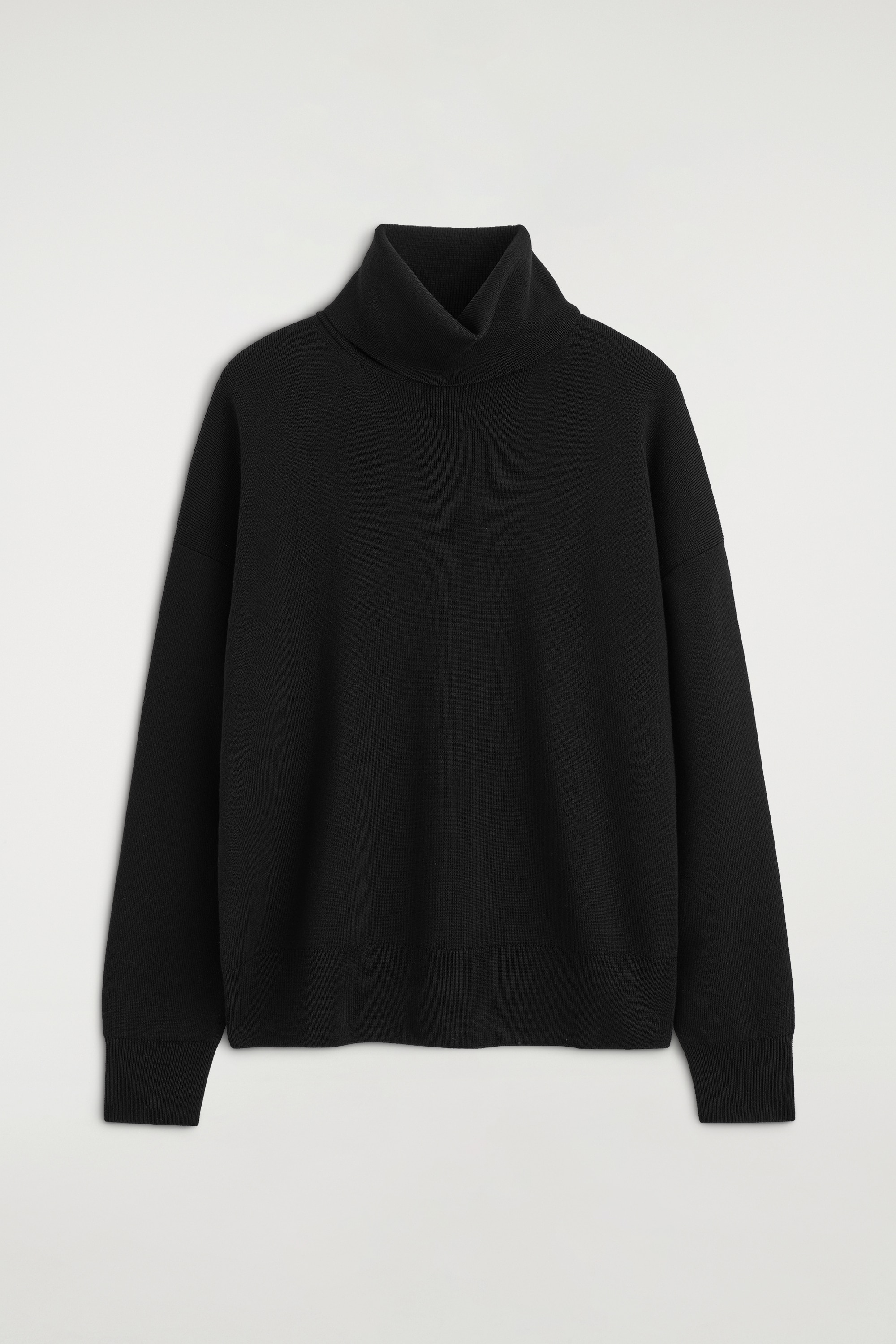 PULL COL ROULÉ LAINE MÉRINOS - NOIR/VIOLET FONCÉ