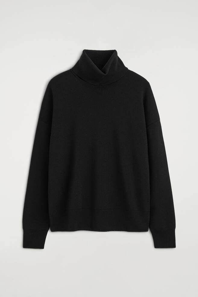 ROLLKRAGENPULLOVER AUS MERINOWOLLE - SCHWARZ/DUNKLES VIOLETT - 1
