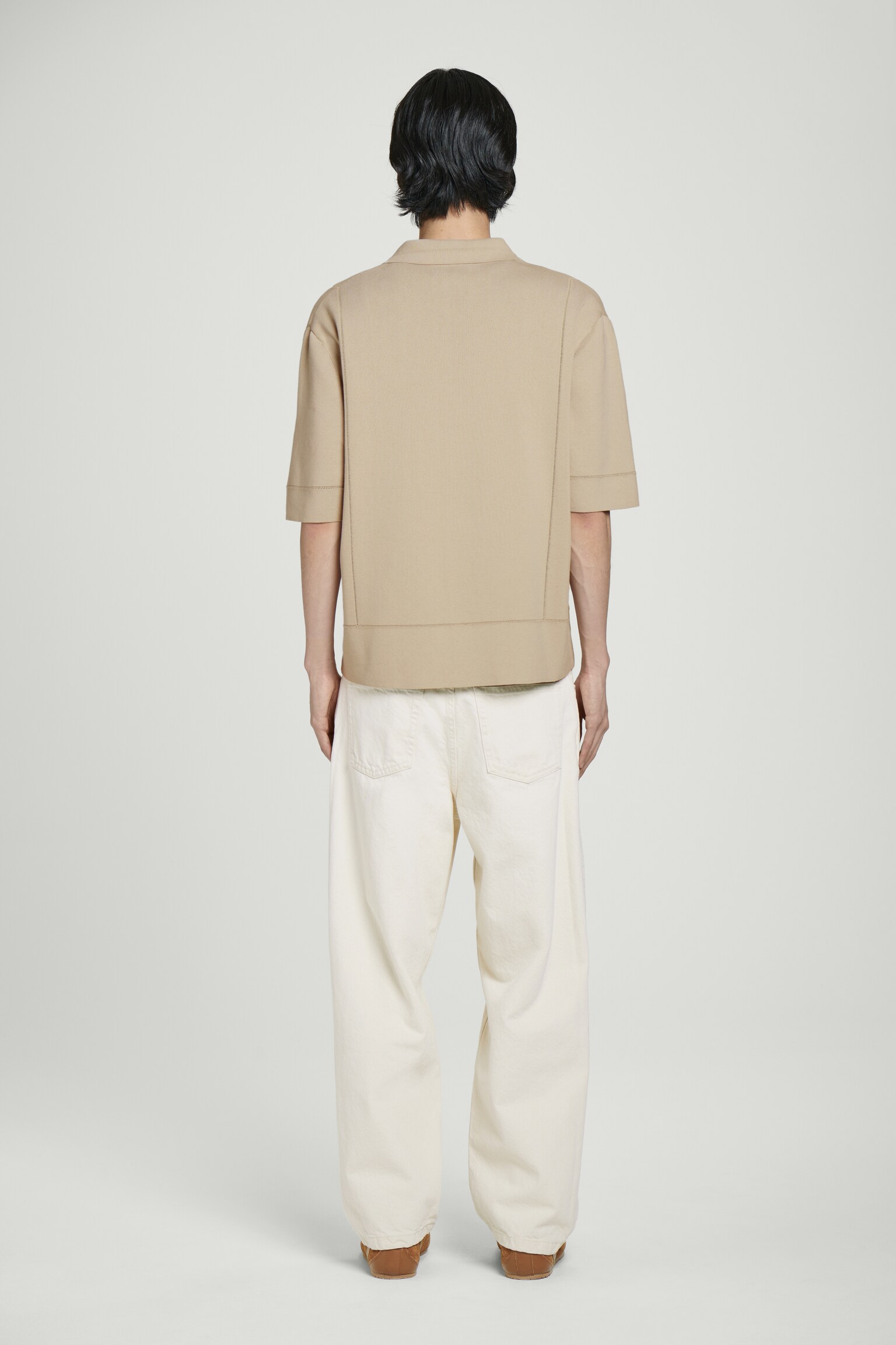 CAMISA DE ALGODÓN DE PUNTO POINTELLE - TOPO/NEGRO - 6