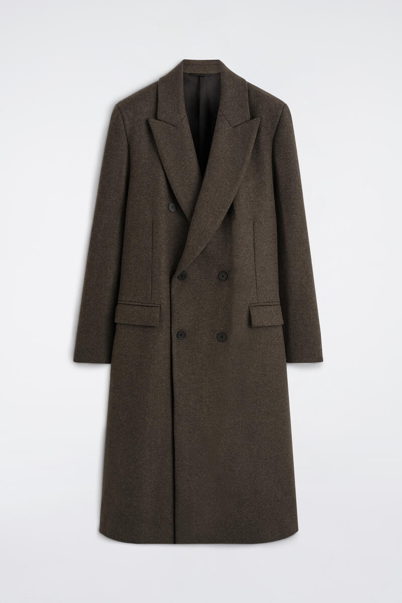 Double-Breasted Wool-Blend Long Coat