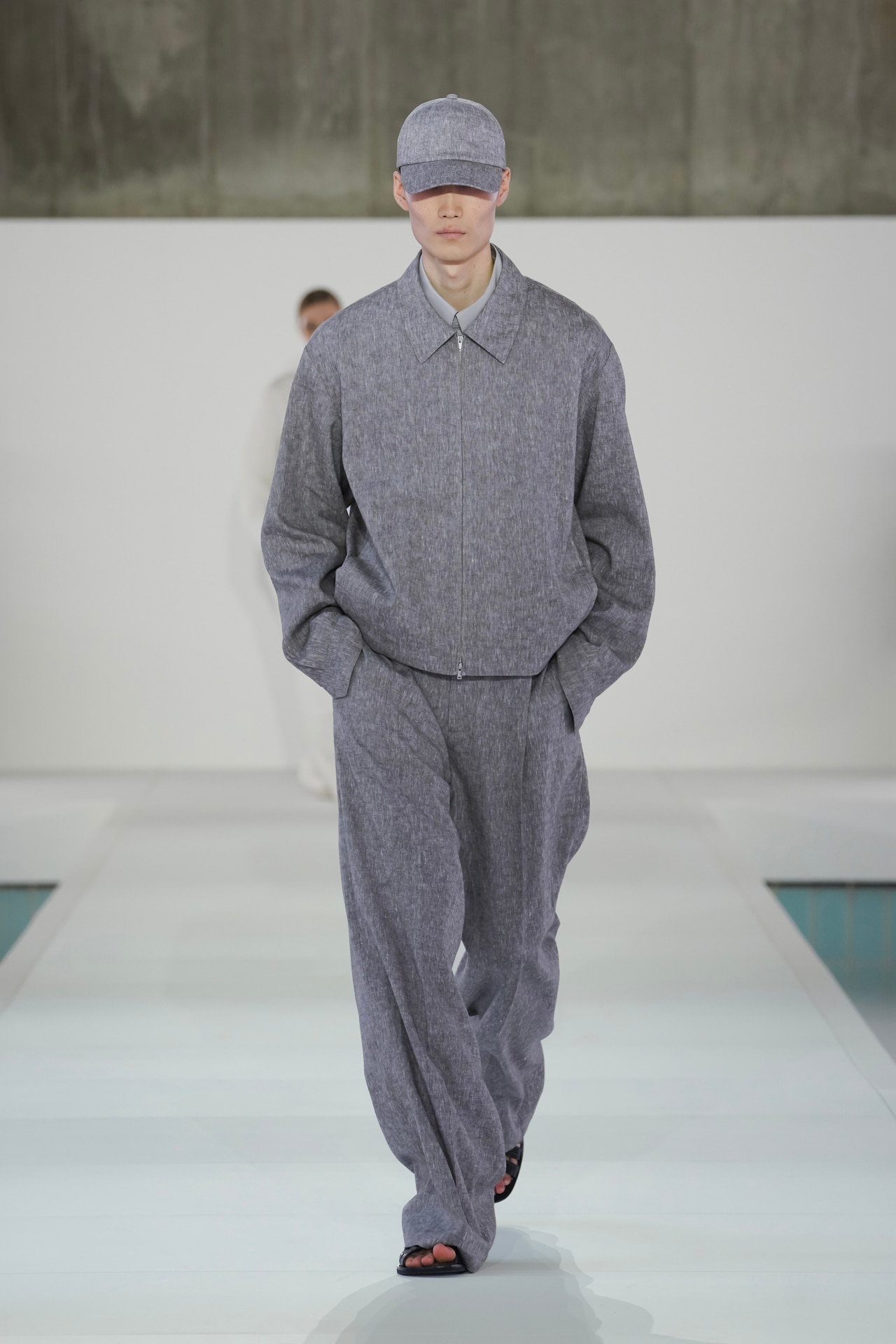 LINEN BLOUSON JACKET - GREY MÉLANGE | COS