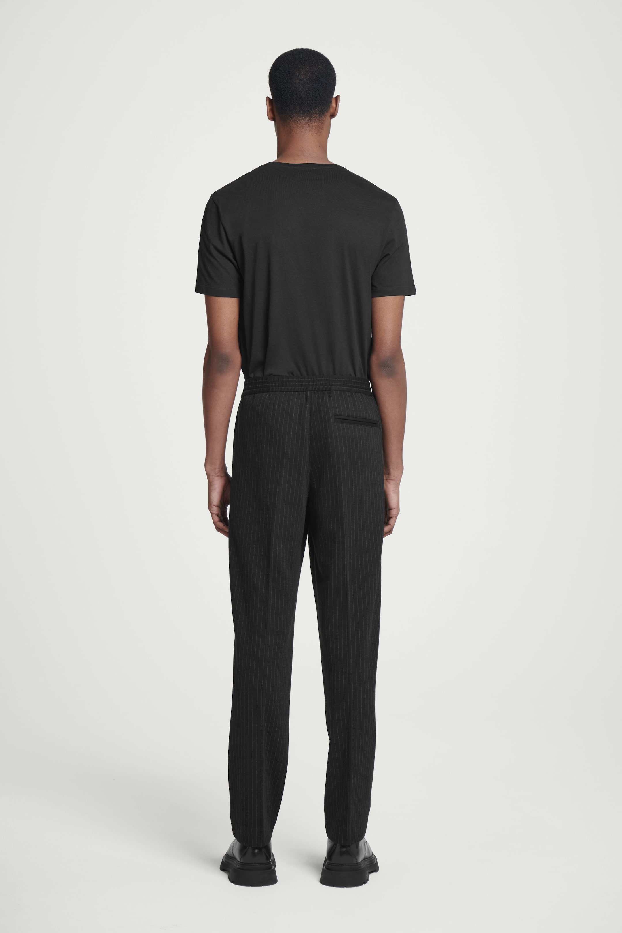 RELAXED ELASTICATED PINSTRIPED TROUSERS