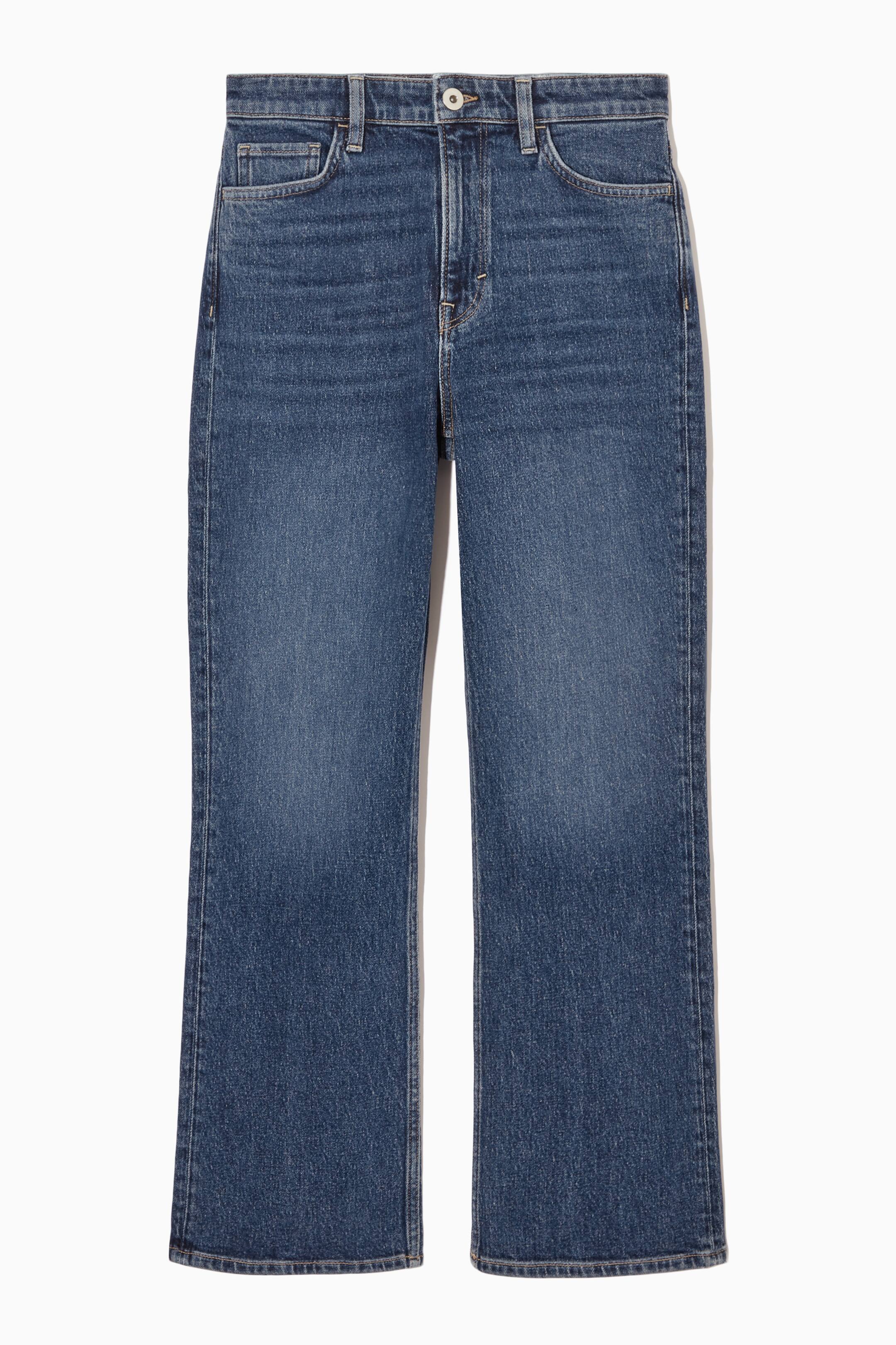 Visa större bild: ANKELLÅNGA JEANS MED UTSVÄNGDA BEN - MÖRKBLÅ - DAM | H&M SE 1