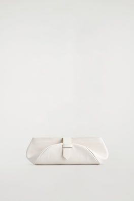 BELTED CLUTCH BAG - LEATHER — CHALK 2