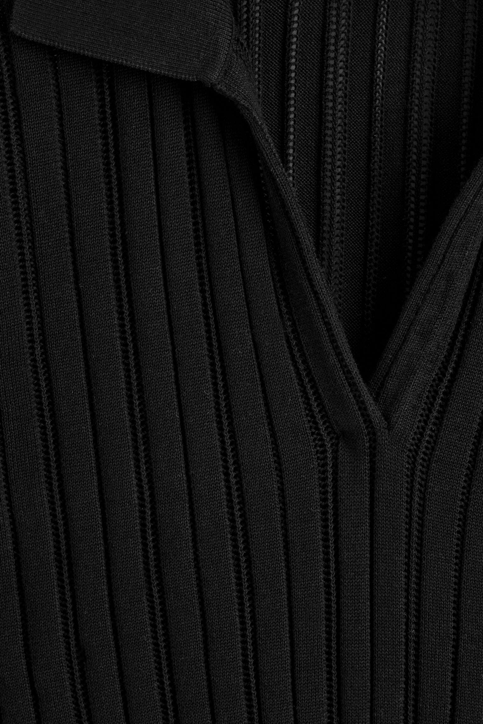 Плетено памучно поло с ажурна плетка - ЧЕРНО - 5