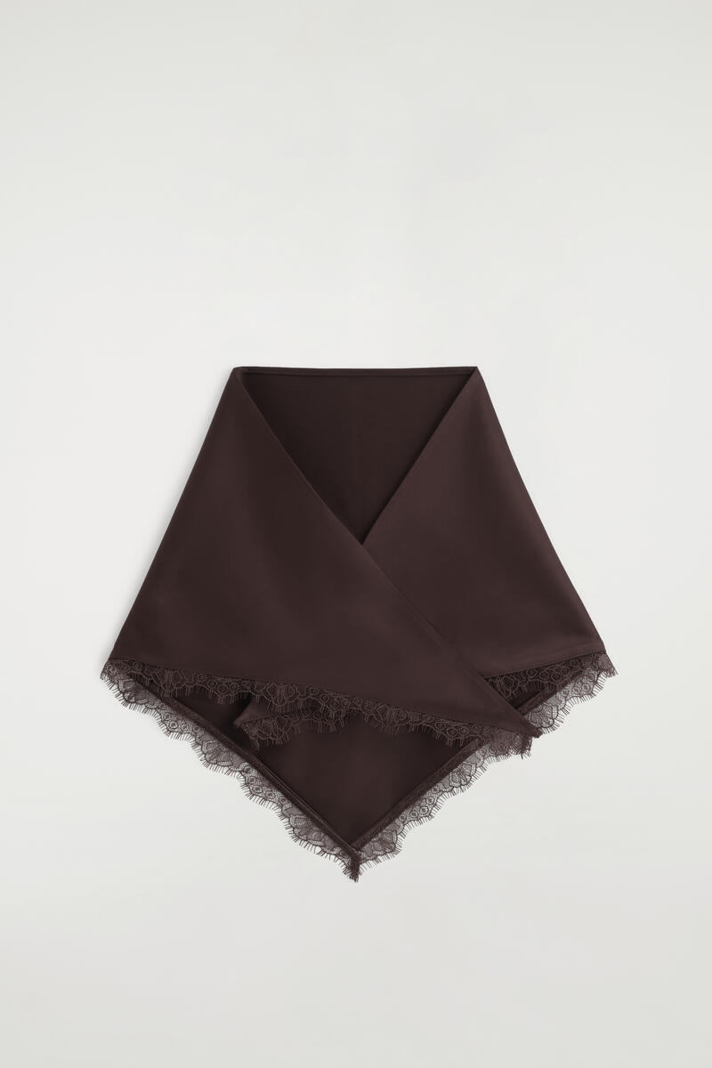 Lace-Trimmed Satin Headscarf