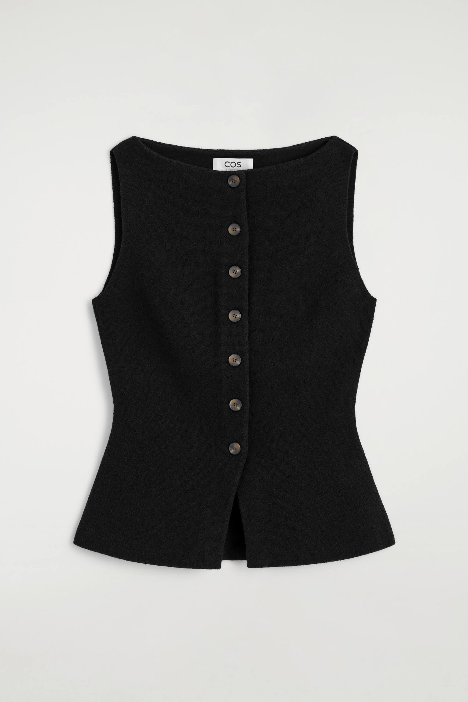 Gilet van katoenmix in crêpe-ZWART - 2