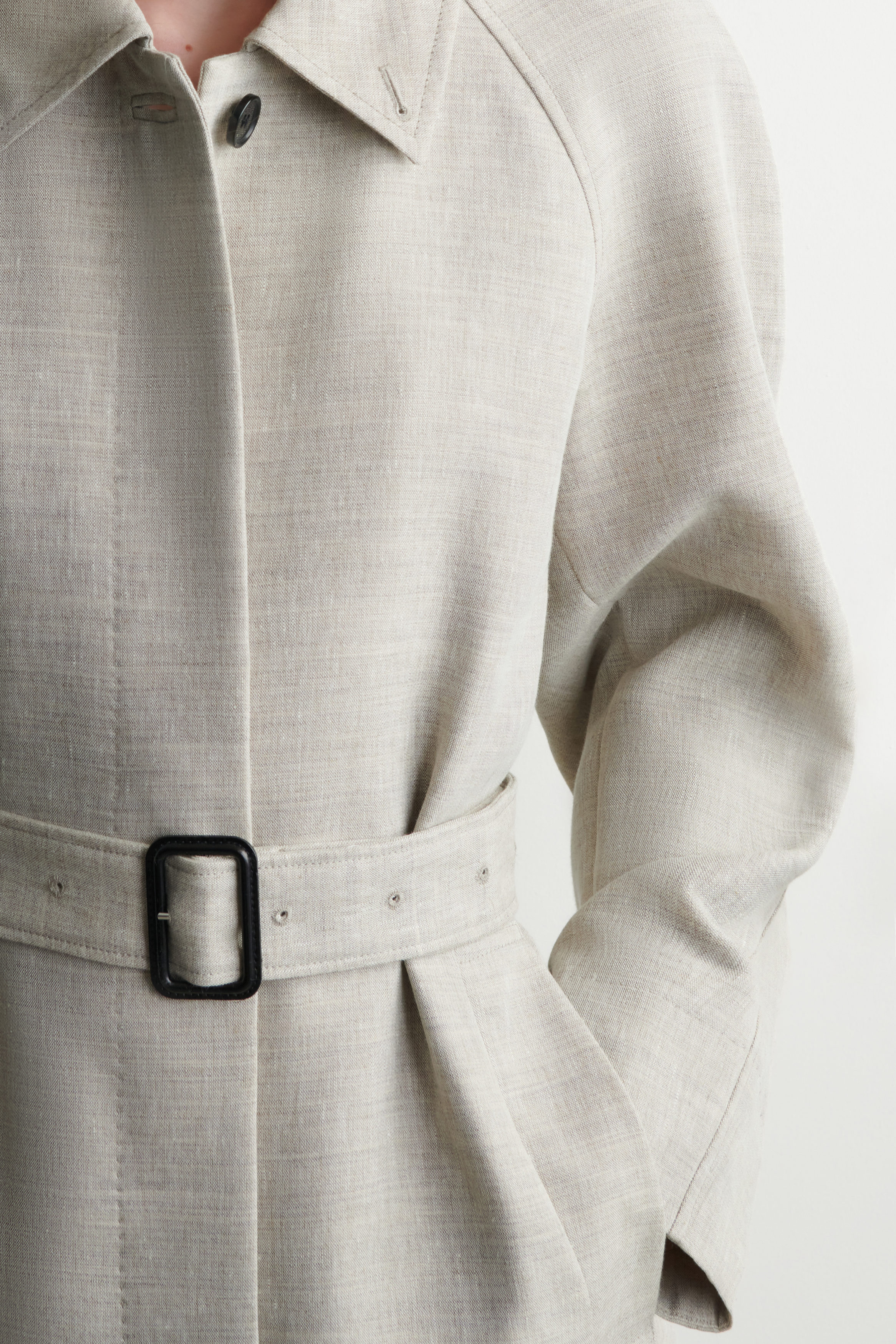 UNUSED★WOOL LINEN COAT (3) LINEN-WOOL LONG TRENCH COAT - STONE MÉLANGE | COS US