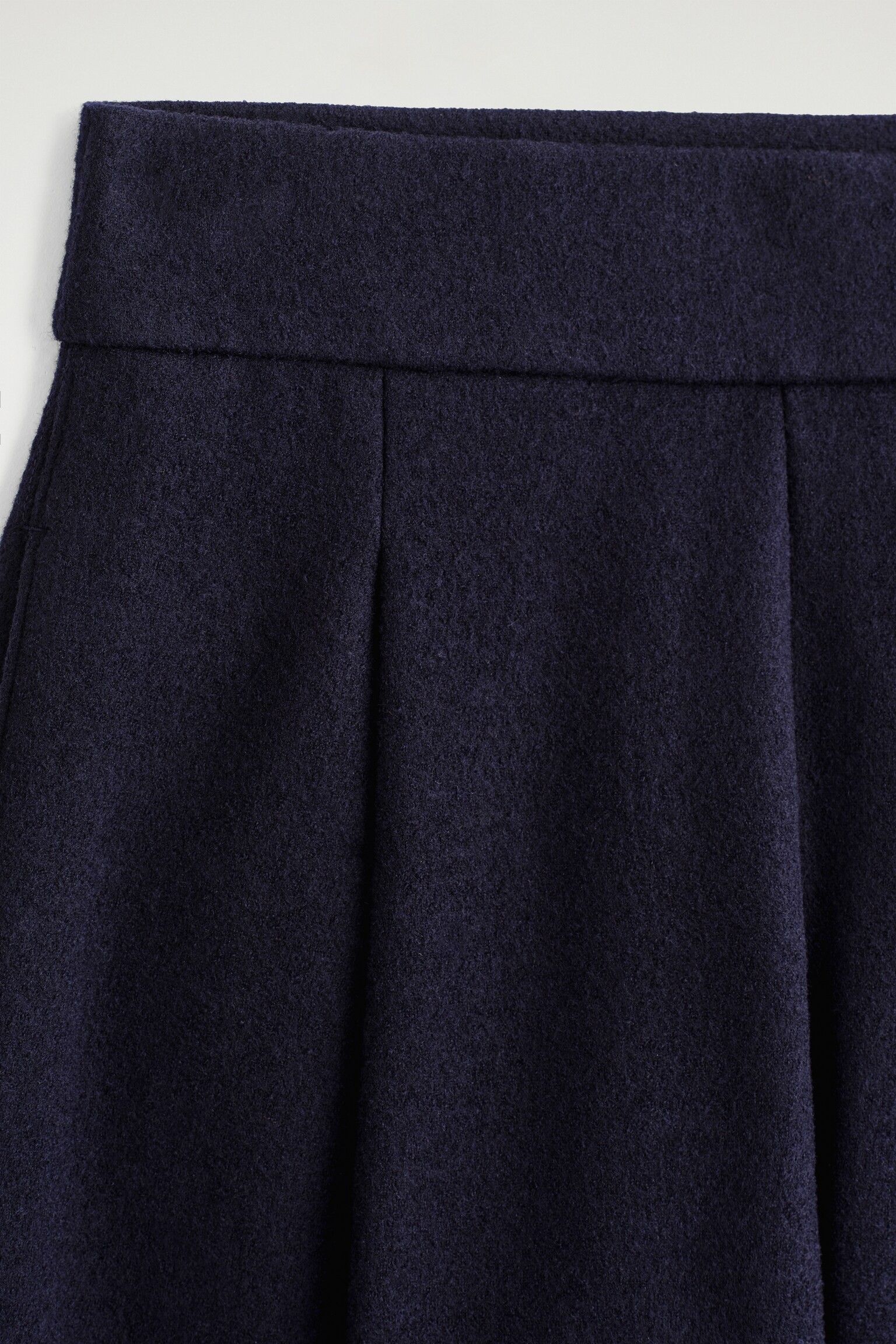PANTALON BARREL EN LAINE BOUILLIE - BLEU MARINE - 6